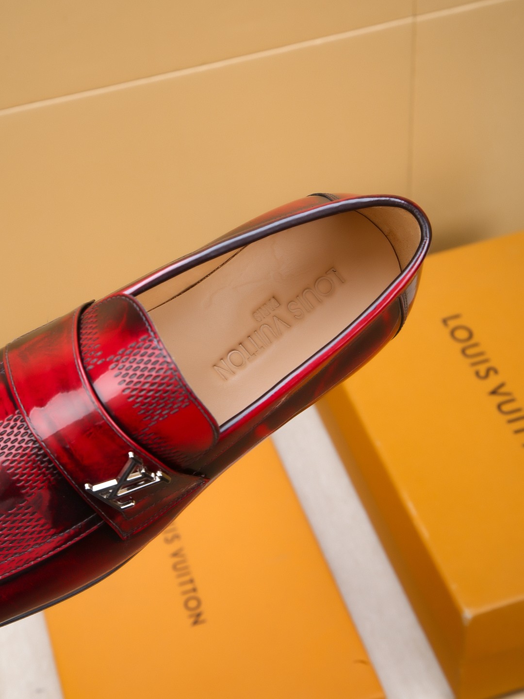 Louis Vuitton Men's Red Leather Loafers - Size 39-44 EU 9 a1742406201328 8513