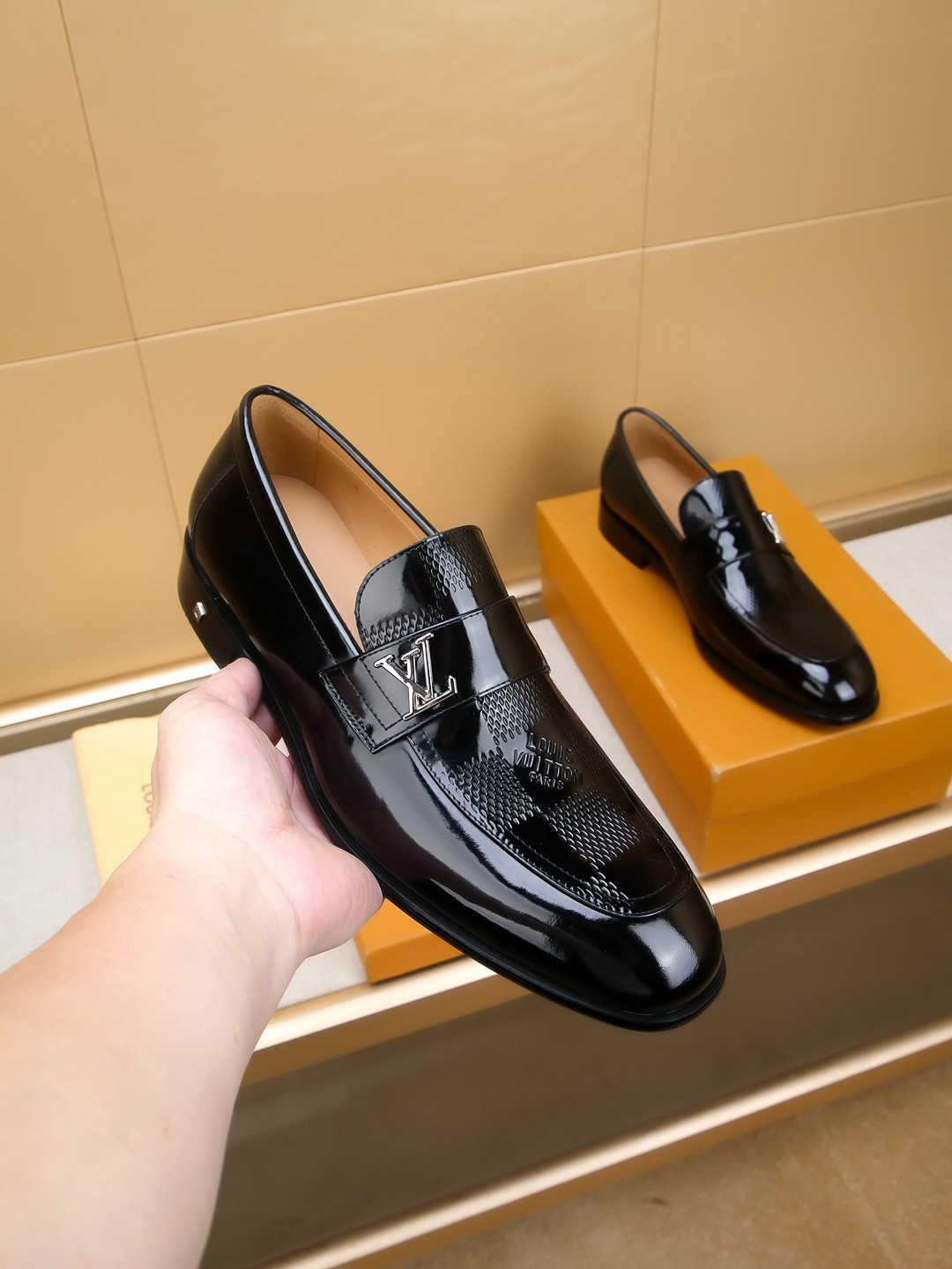 Louis Vuitton Men's Black Leather Loafers with Embossed Detailing, Sizes 39-44 4 a1742406448942 2033