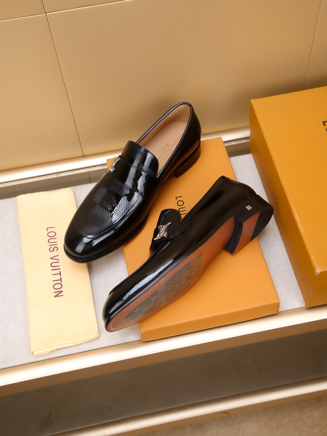 Louis Vuitton Men's Black Leather Loafers with Embossed Detailing, Sizes 39-44 6 a1742406448967 3364