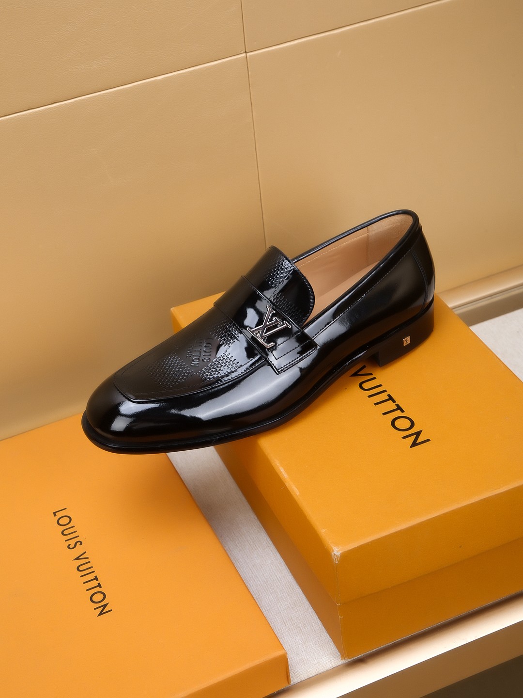 Louis Vuitton Men's Black Leather Loafers with Embossed Detailing, Sizes 39-44 7 a1742406448988 2612