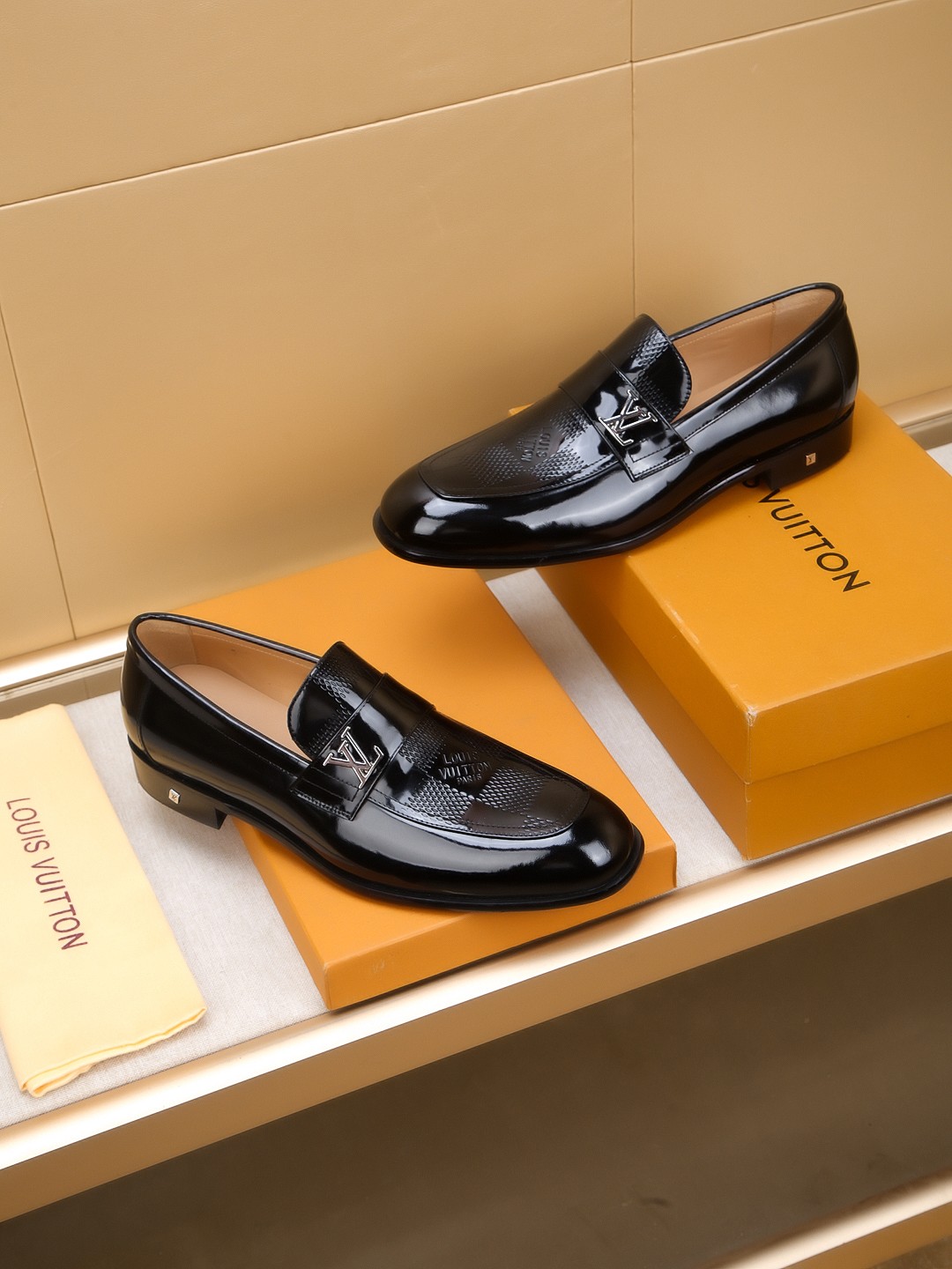 Louis Vuitton Men's Black Leather Loafers with Embossed Detailing, Sizes 39-44 5 a1742406448992 7284