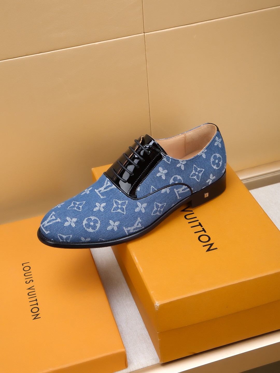 Louis Vuitton Men's Blue Monogram Leather Dress Shoes, Size 39-44 7 a1742406774605 5582