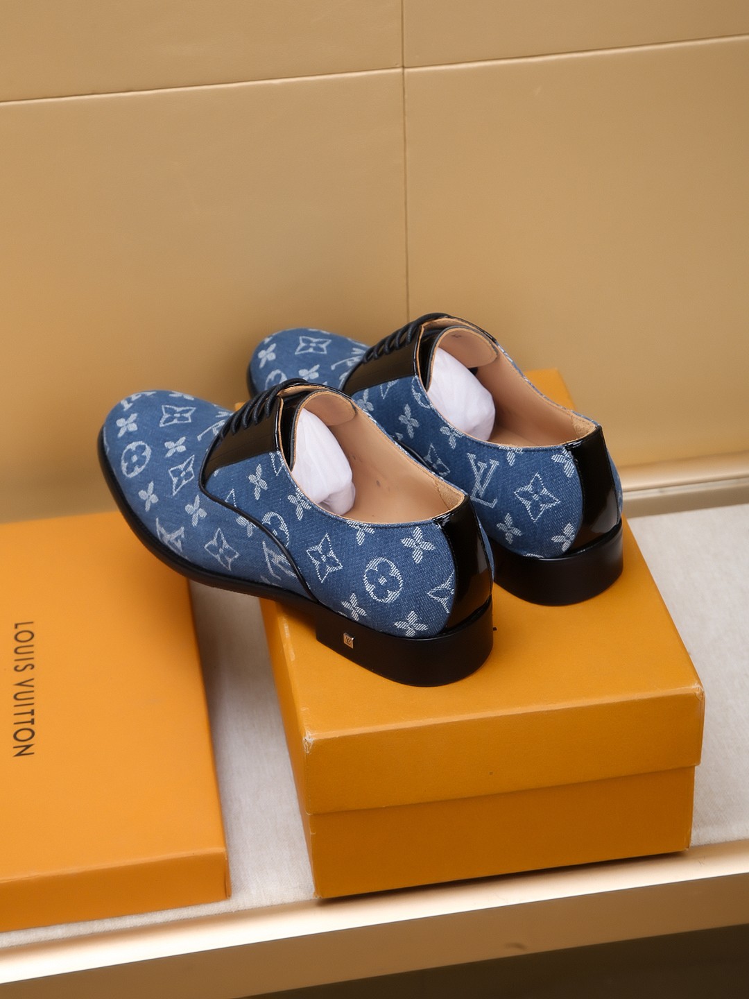 Louis Vuitton Men's Blue Monogram Leather Dress Shoes, Size 39-44 8 a1742406776862 0484