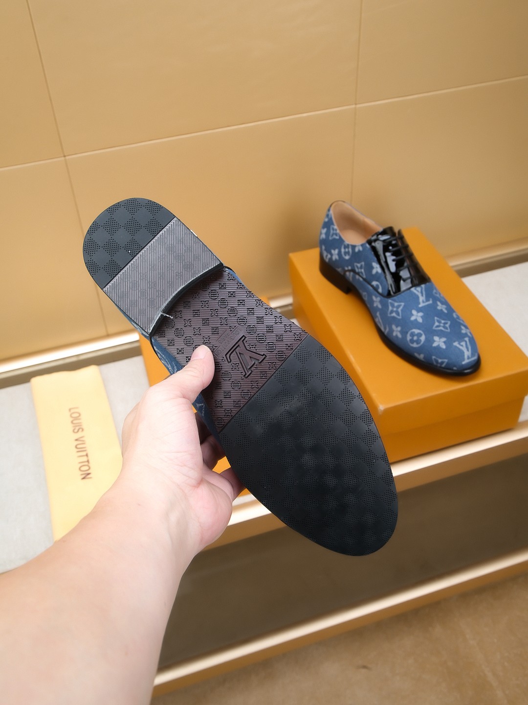 Louis Vuitton Men's Blue Monogram Leather Dress Shoes, Size 39-44 10 a1742406776871 7411