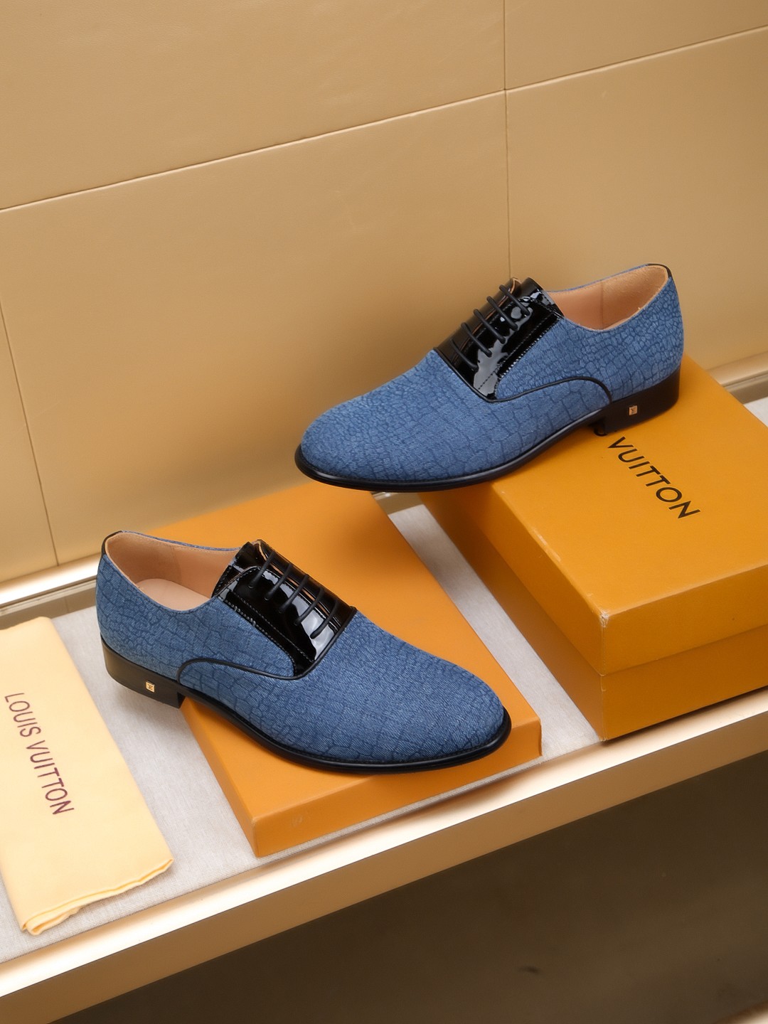 Louis Vuitton Men's Blue Leather Dress Shoes, Comfortable & Stylish 5 a1742406969120 6364