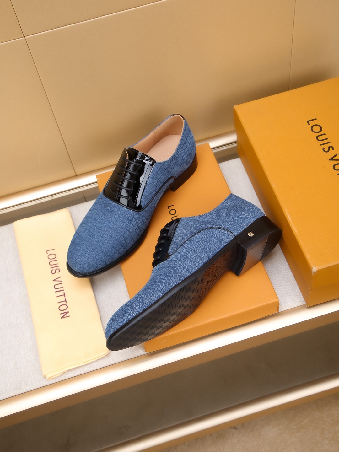 Louis Vuitton Men's Blue Leather Dress Shoes, Comfortable & Stylish 6 a1742406969151 5346