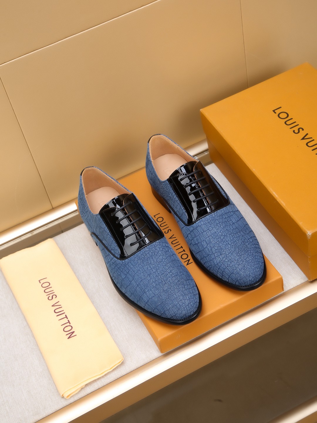 Louis Vuitton Men's Blue Leather Dress Shoes, Comfortable & Stylish