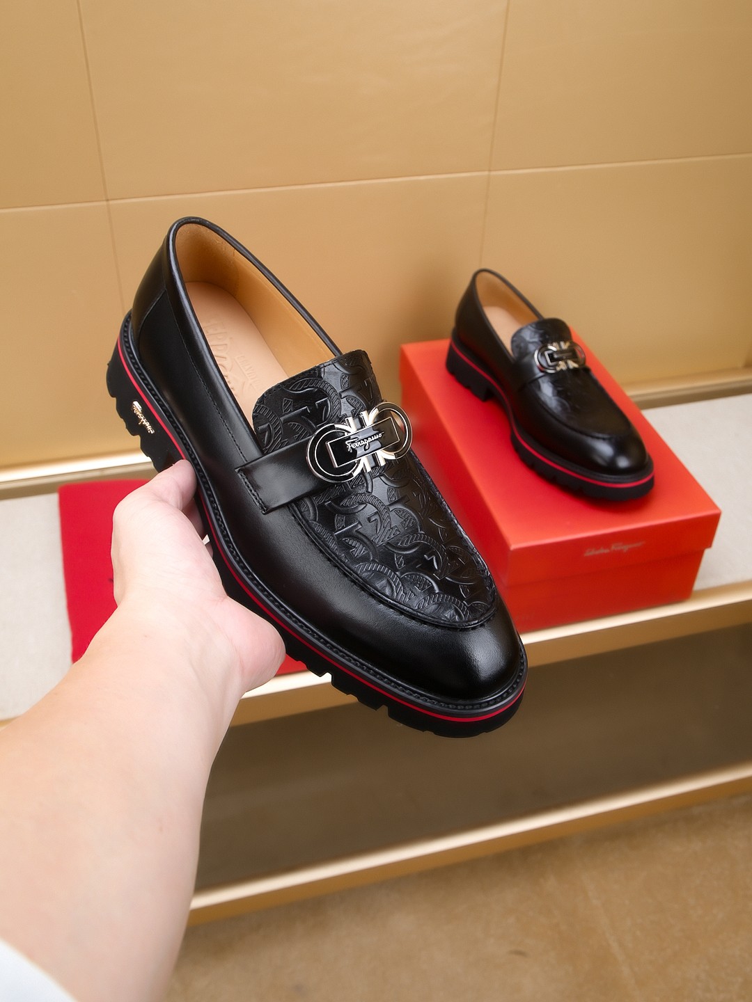 Salvatore Ferragamo Men's Leather Loafers With Embossed Detailing 4 a1742520599730 7888