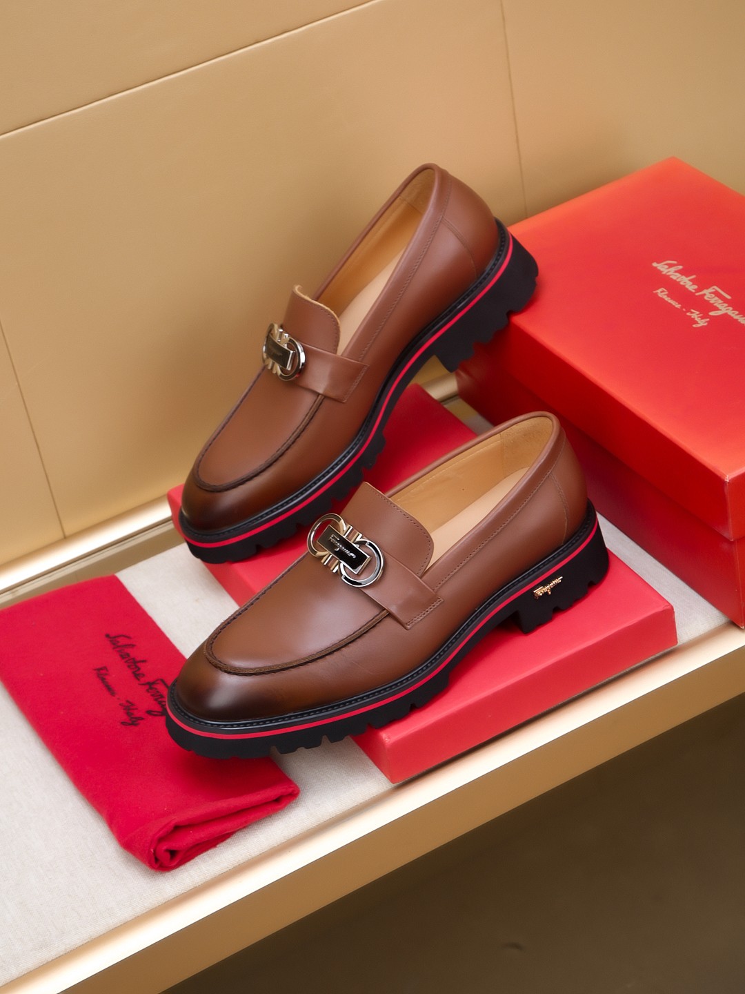 Salvatore Ferragamo Brown Leather Loafers with High-Quality Craftsmanship 3 a1742520870497 7727