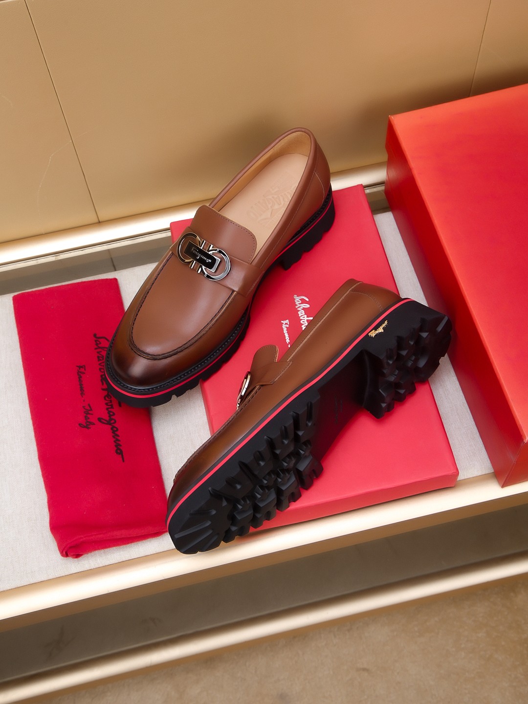 Salvatore Ferragamo Brown Leather Loafers with High-Quality Craftsmanship 5 a1742520870549 7380