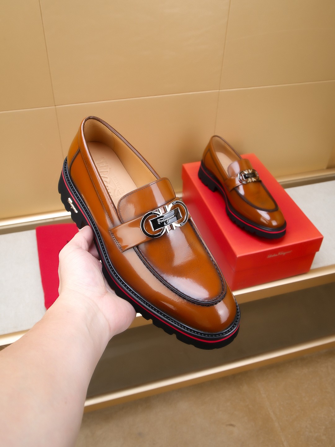 Salvatore Ferragamo Men's Brown Leather Loafers With Buckle 4 a1742521382241 6703