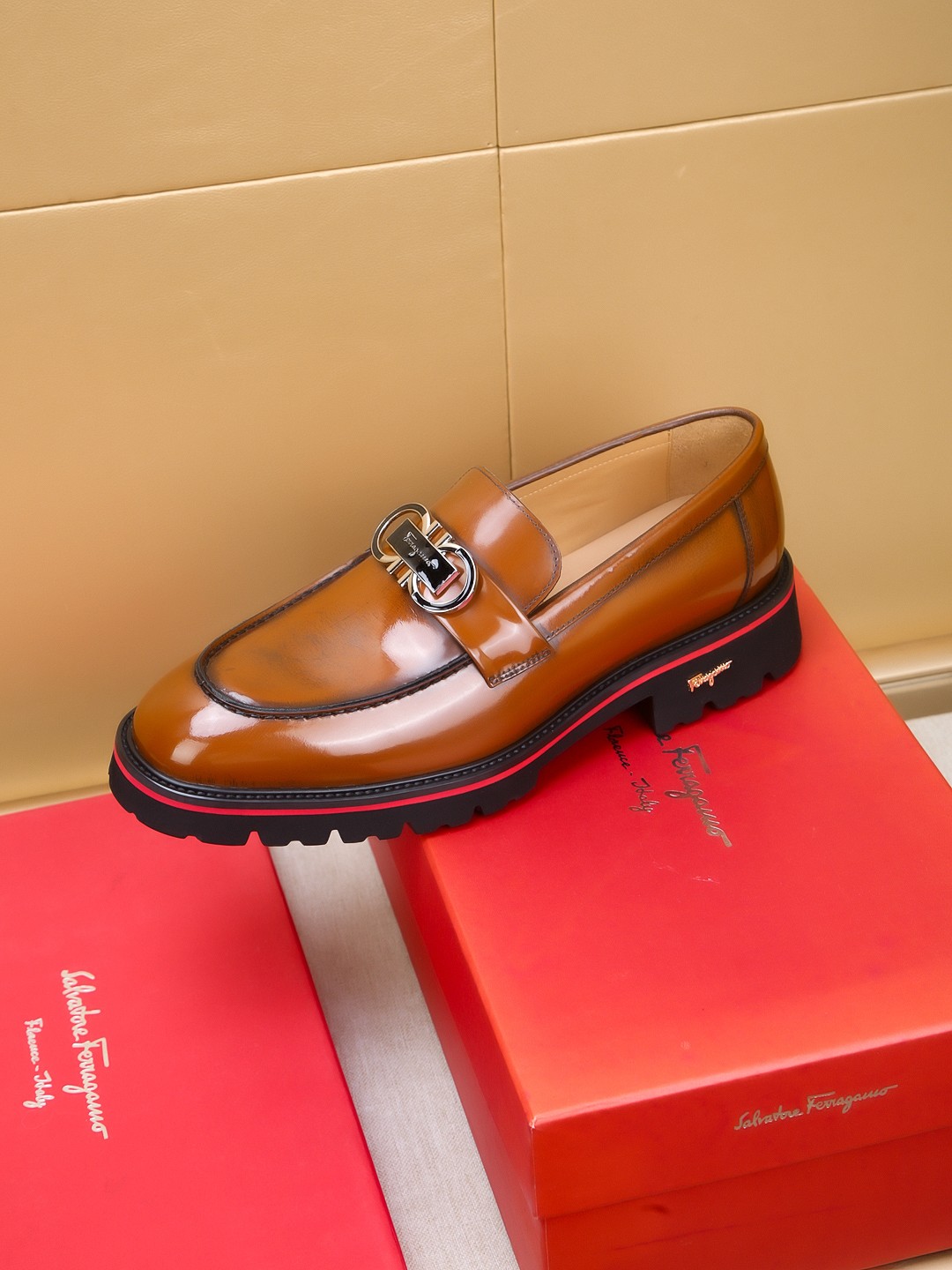 Salvatore Ferragamo Men's Brown Leather Loafers With Buckle 7 a1742521382252 3564