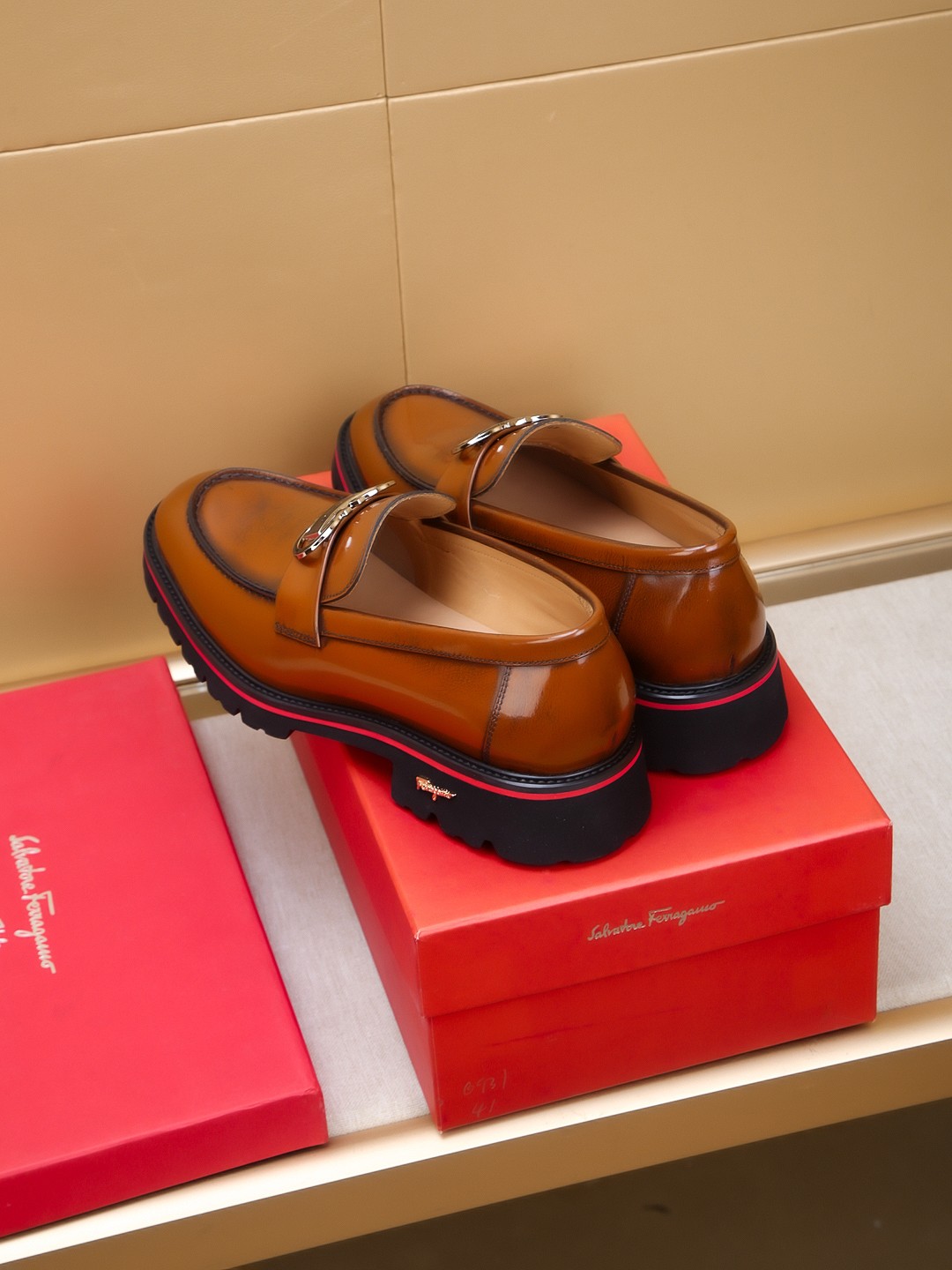 Salvatore Ferragamo Men's Brown Leather Loafers With Buckle 8 a1742521383490 1486