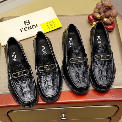 Fendi Men's Leather Loafers, Classic Crocodile Embossed Dress Shoes 1 Fendi Men's Leather Loafers, Classic Crocodile Embossed Dress Shoes