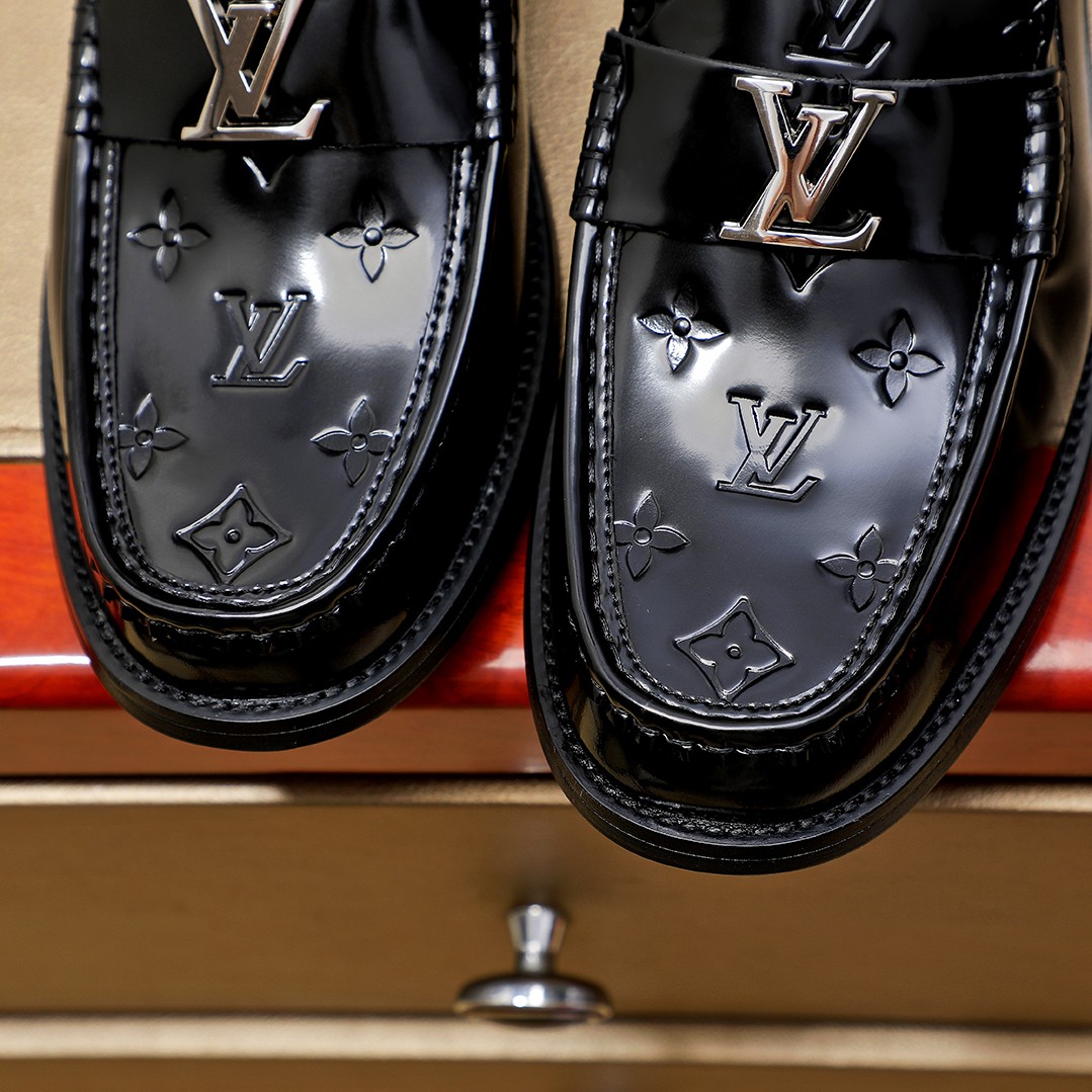 Louis Vuitton Men's Black Leather Loafers with Embossed Monogram - Size 38-45 7 a1754198149533 1855