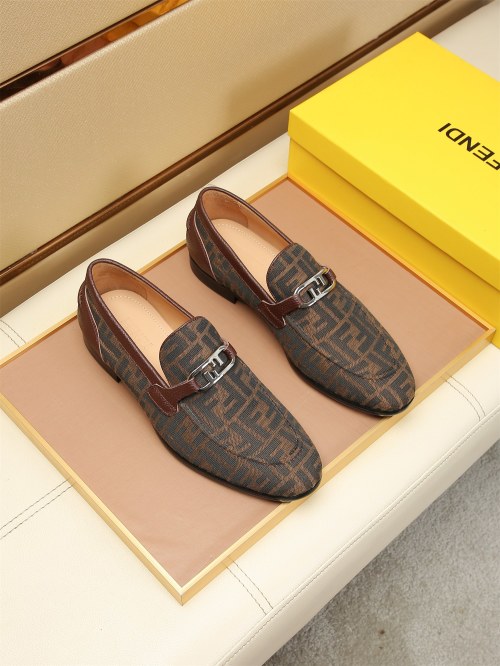 Fendi Men's Classic Leather Loafers with Iconic FF Logo, Brown 1 Fendi Men's Classic Leather Loafers with Iconic FF Logo, Brown