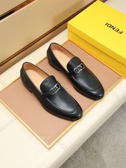 Fendi Men's Black Leather Classic Loafers Dress Shoes 1 Fendi Men's Black Leather Classic Loafers Dress Shoes