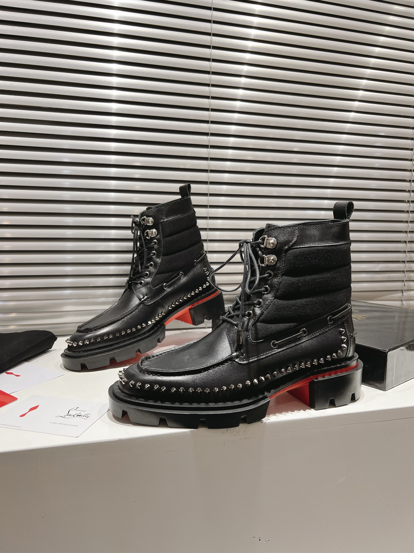 Christian Louboutin Black Leather Studded Steckel Ankle Boots for Men 5 i1731399583 2115 2