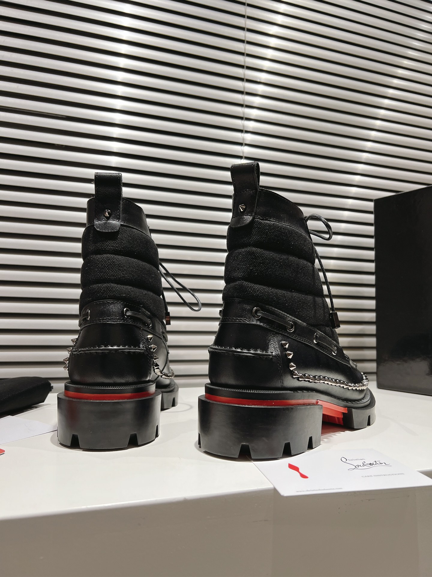 Christian Louboutin Black Leather Studded Steckel Ankle Boots for Men 9 i1731399583 9772 4