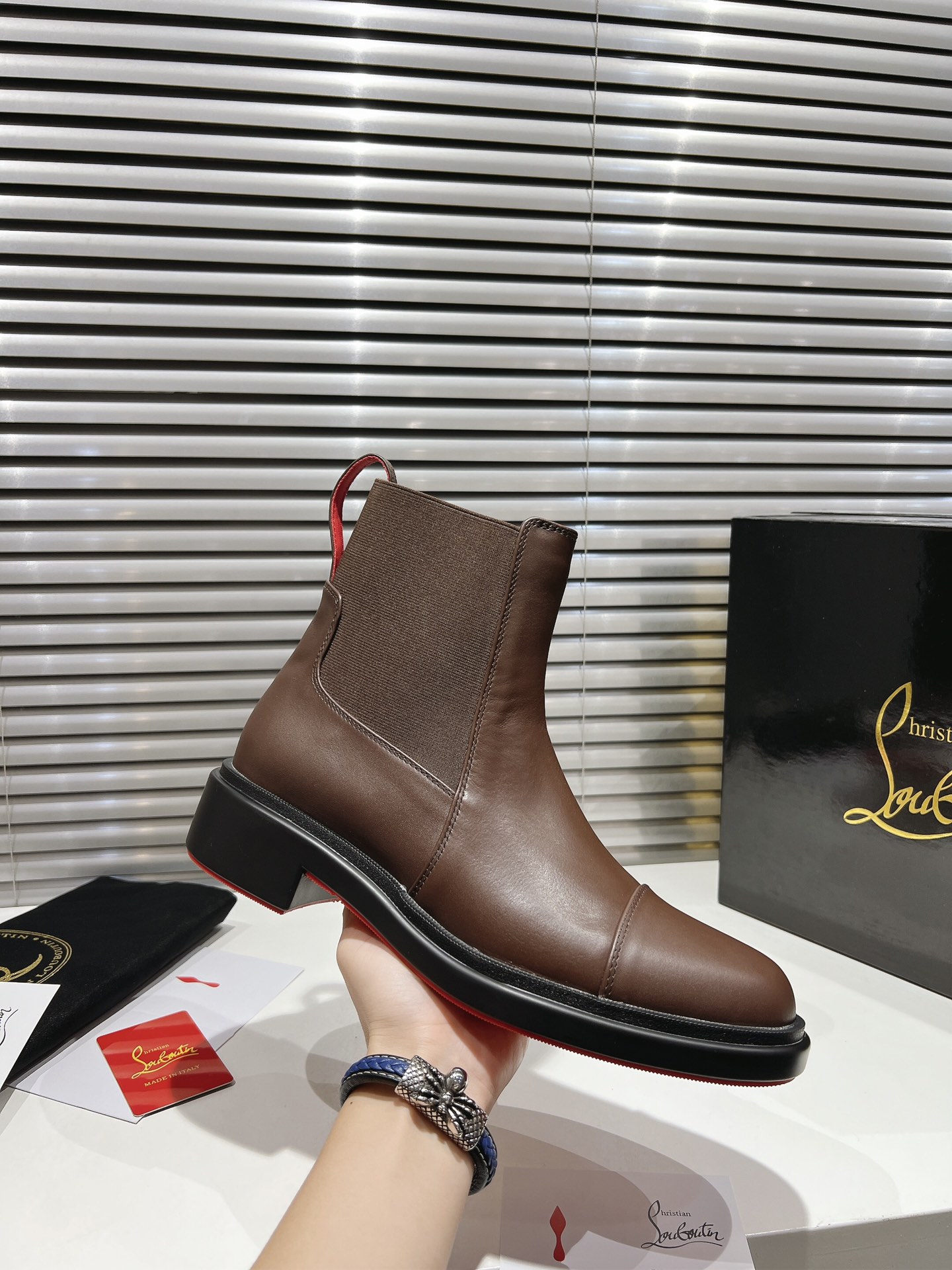 Christian Louboutin Urbino Brown Leather Chelsea Boots for Men(Size 39-47) 6 i1731400348 4221 5