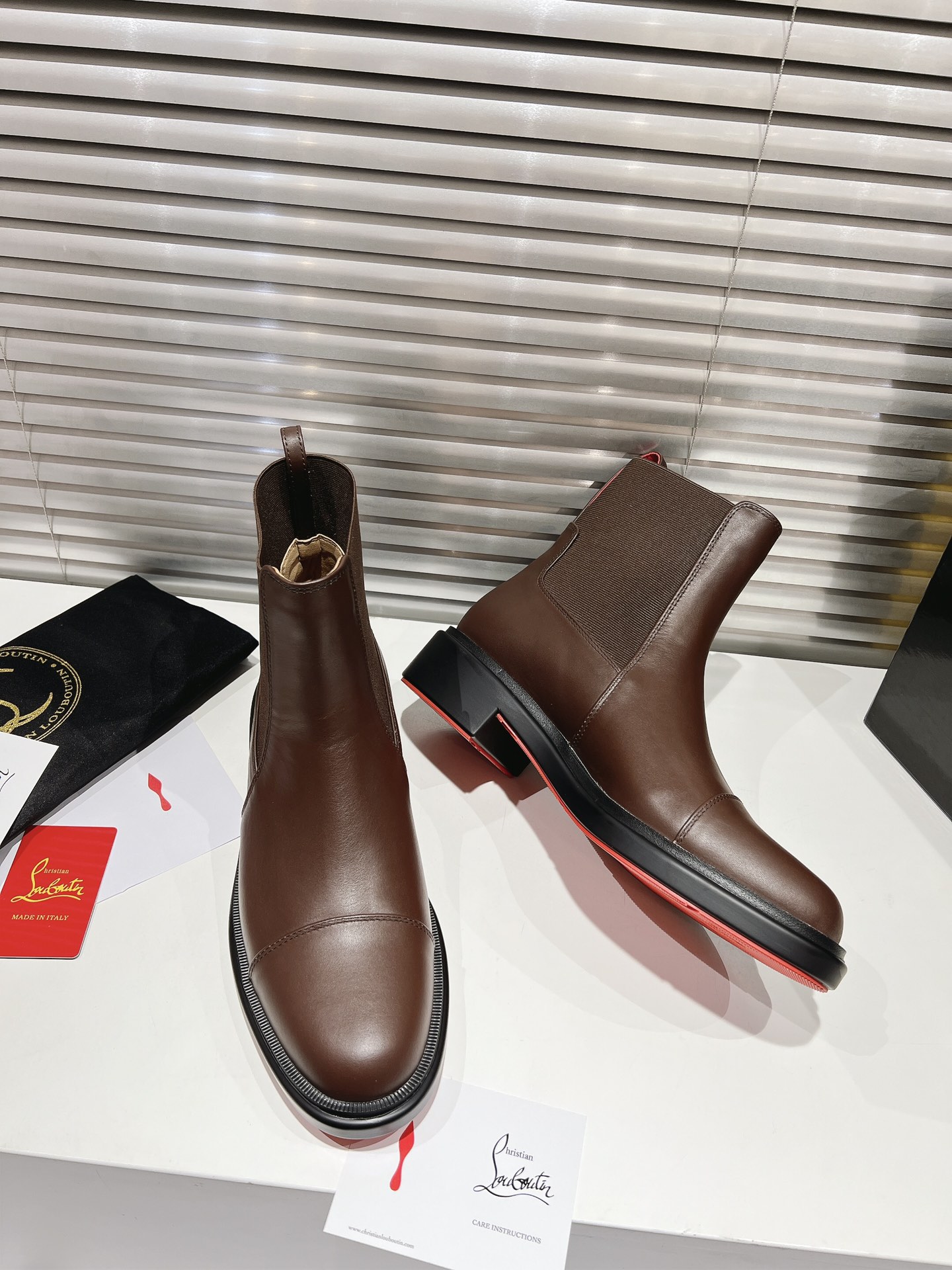 Christian Louboutin Urbino Brown Leather Chelsea Boots for Men(Size 39-47) 3 i1731400348 4993 4