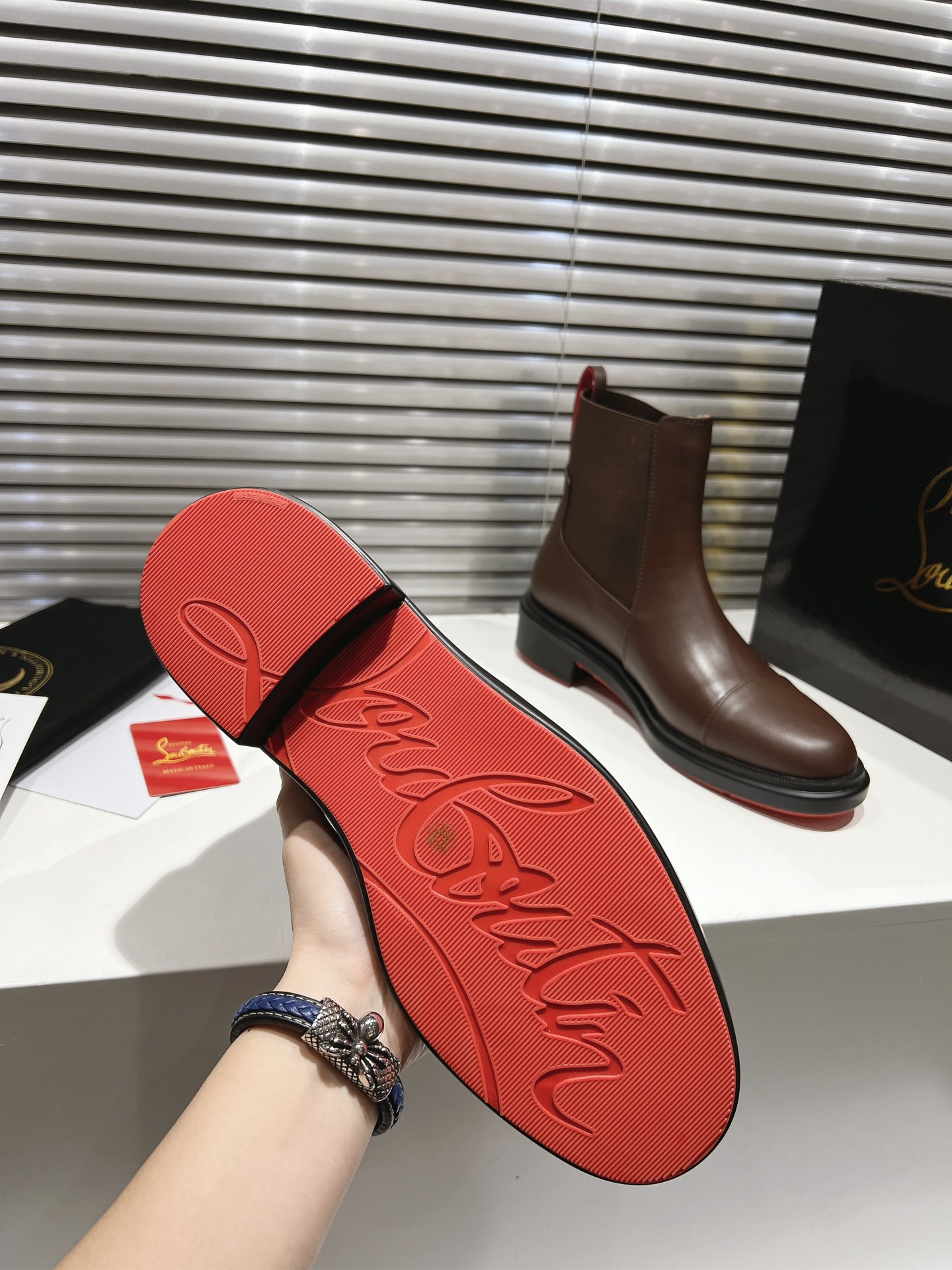 Christian Louboutin Urbino Brown Leather Chelsea Boots for Men(Size 39-47) 9 i1731400348 9574 1