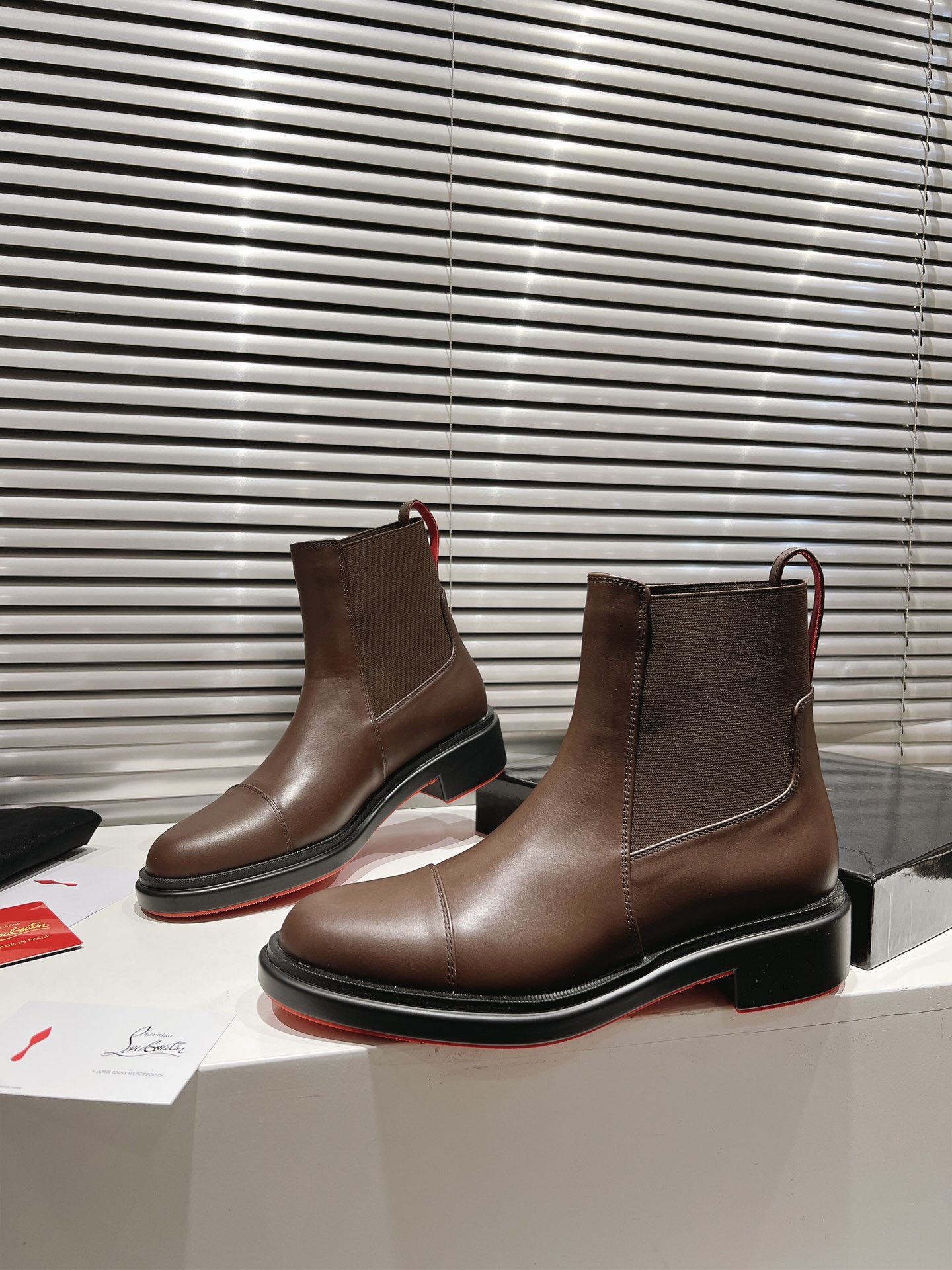Christian Louboutin Urbino Brown Leather Chelsea Boots for Men(Size 39-47) 4 i1731400349 8607 8