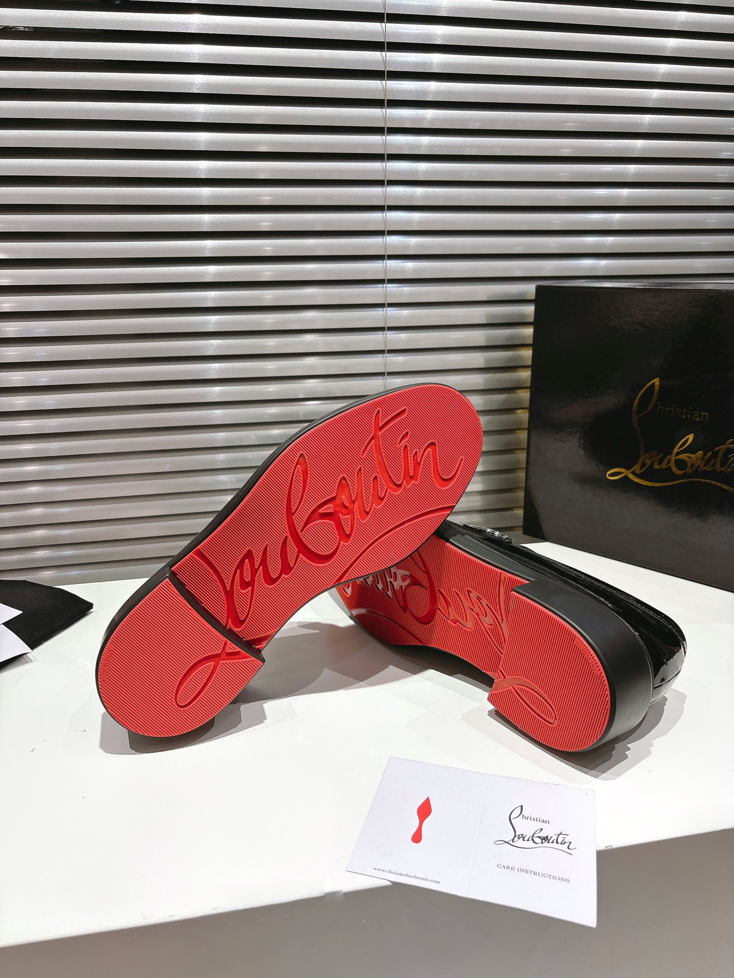 Christian Louboutin Black Buckle Loafers
