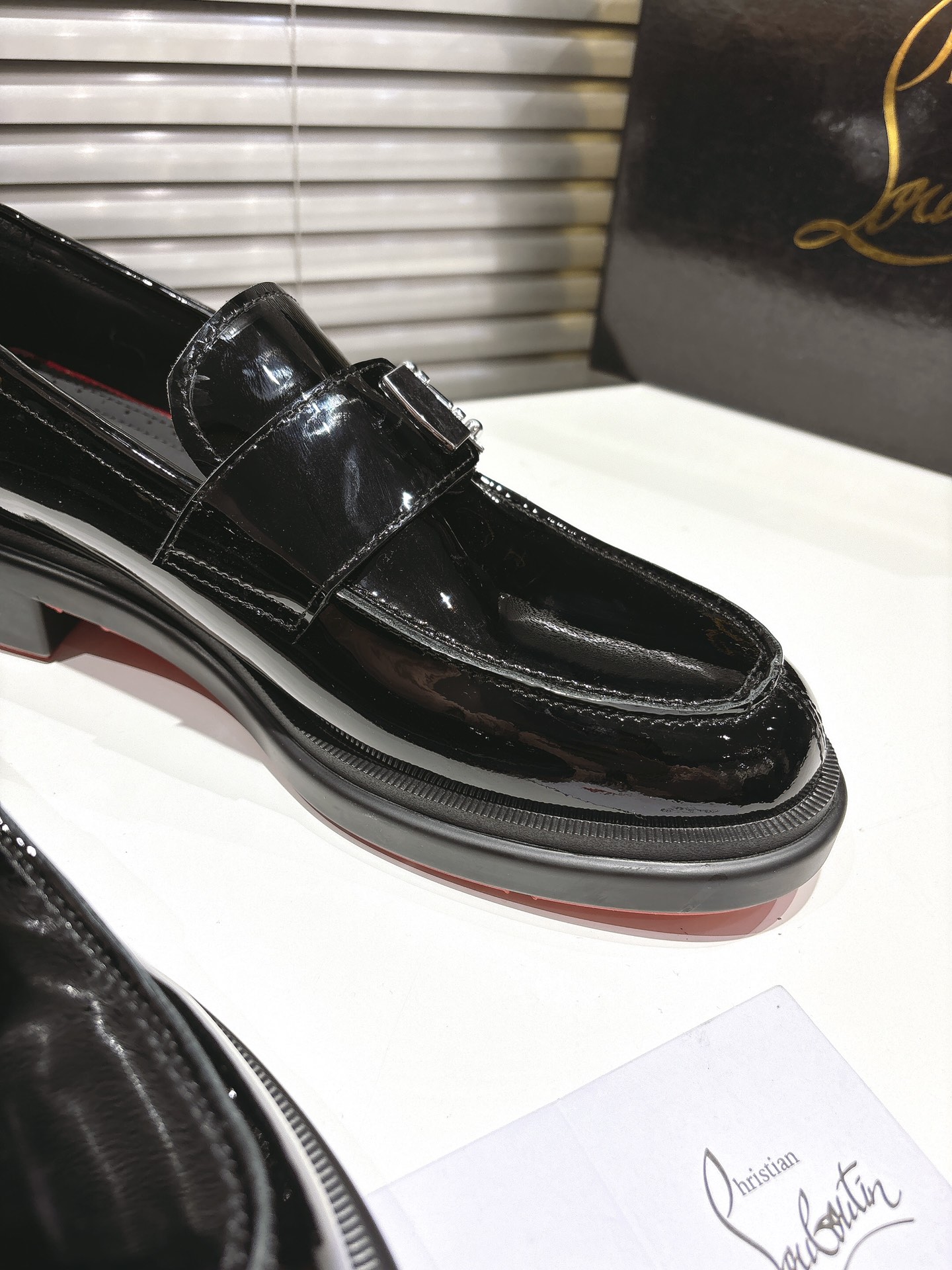 Christian Louboutin Black Buckle Loafers