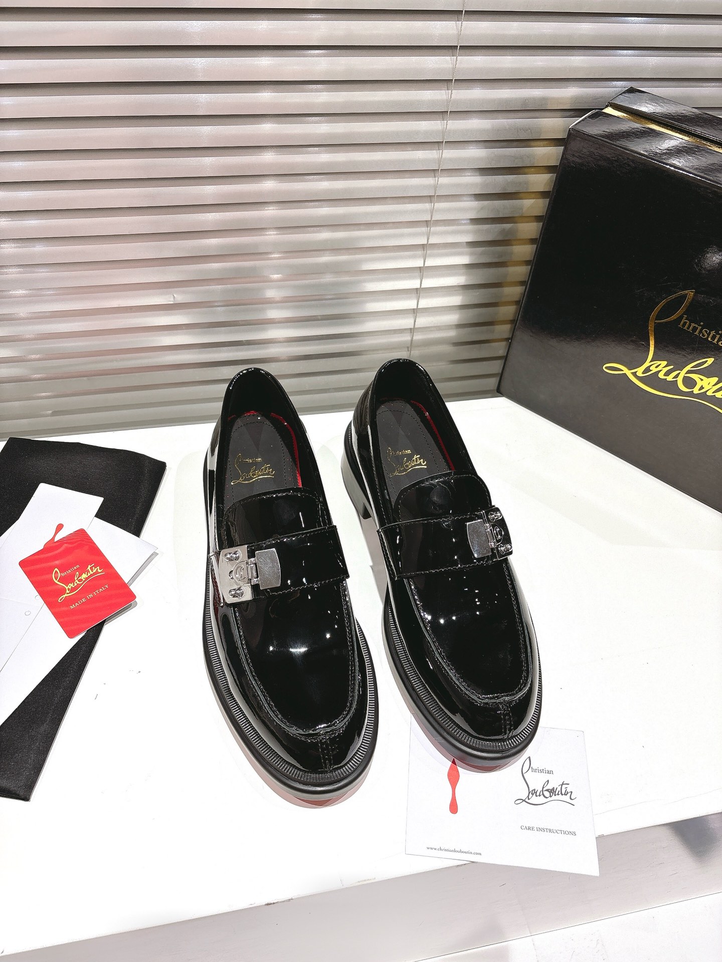 Christian Louboutin Black Buckle Loafers
