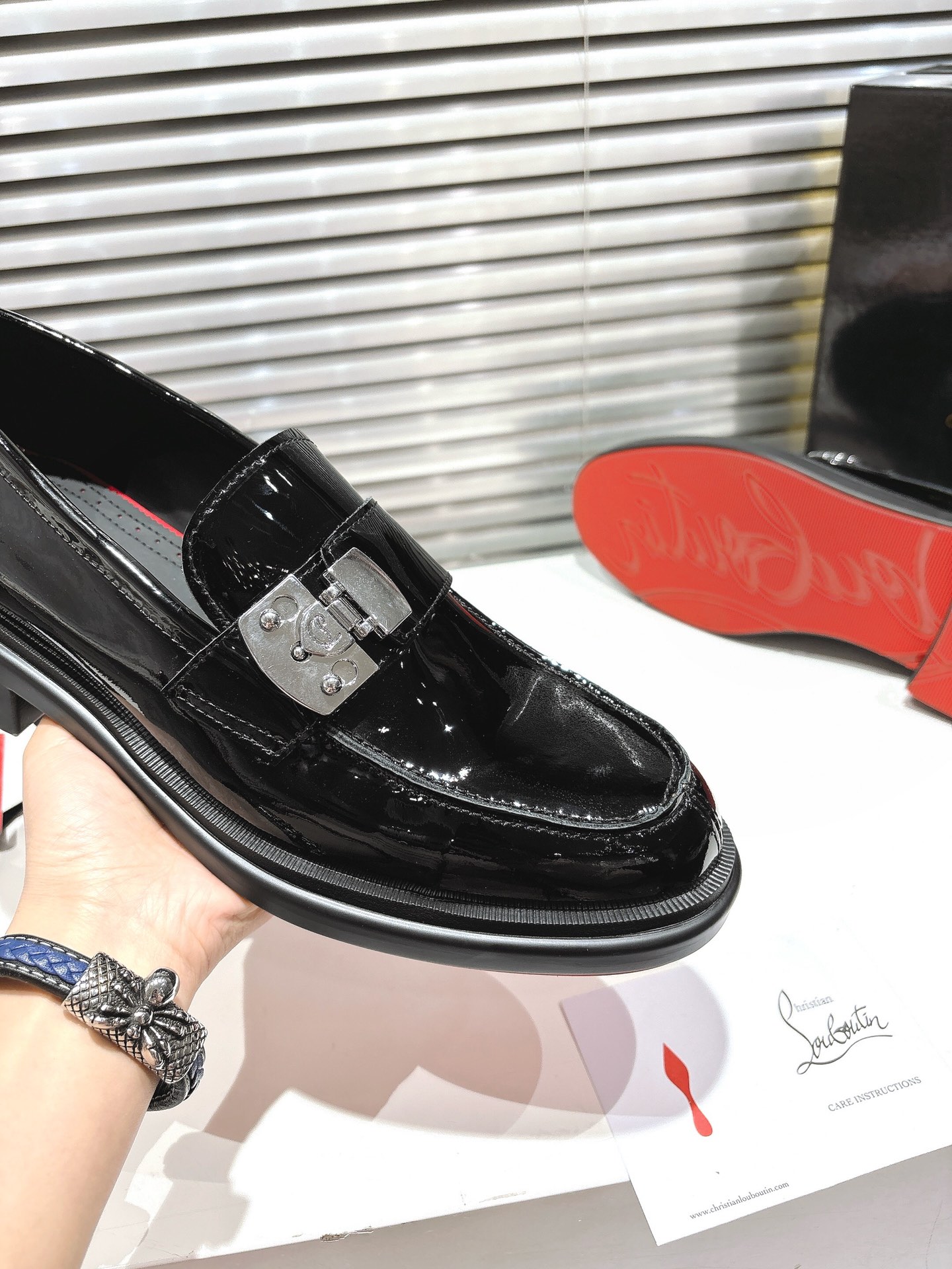 Christian Louboutin Black Buckle Loafers