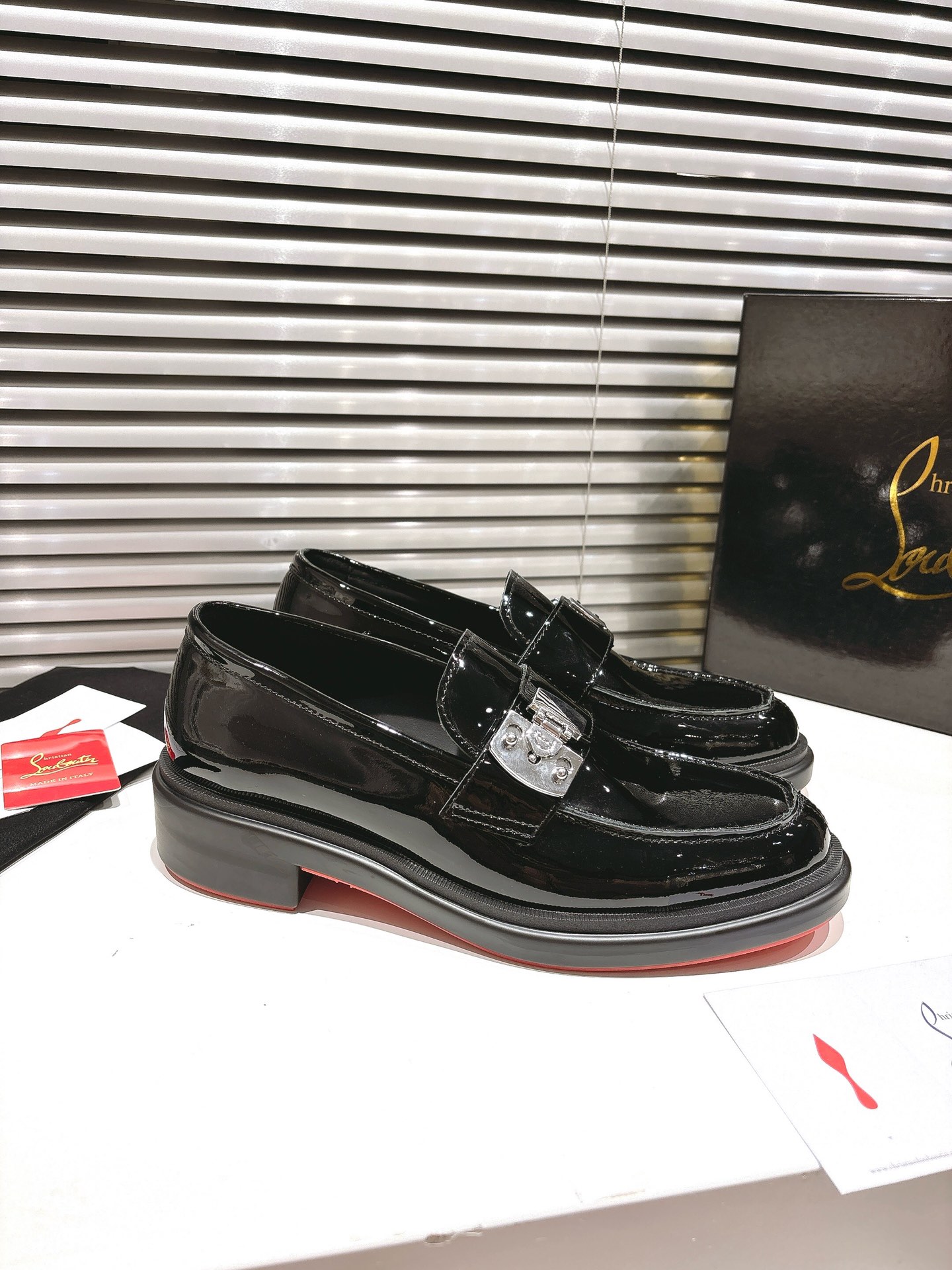 Christian Louboutin Black Buckle Loafers