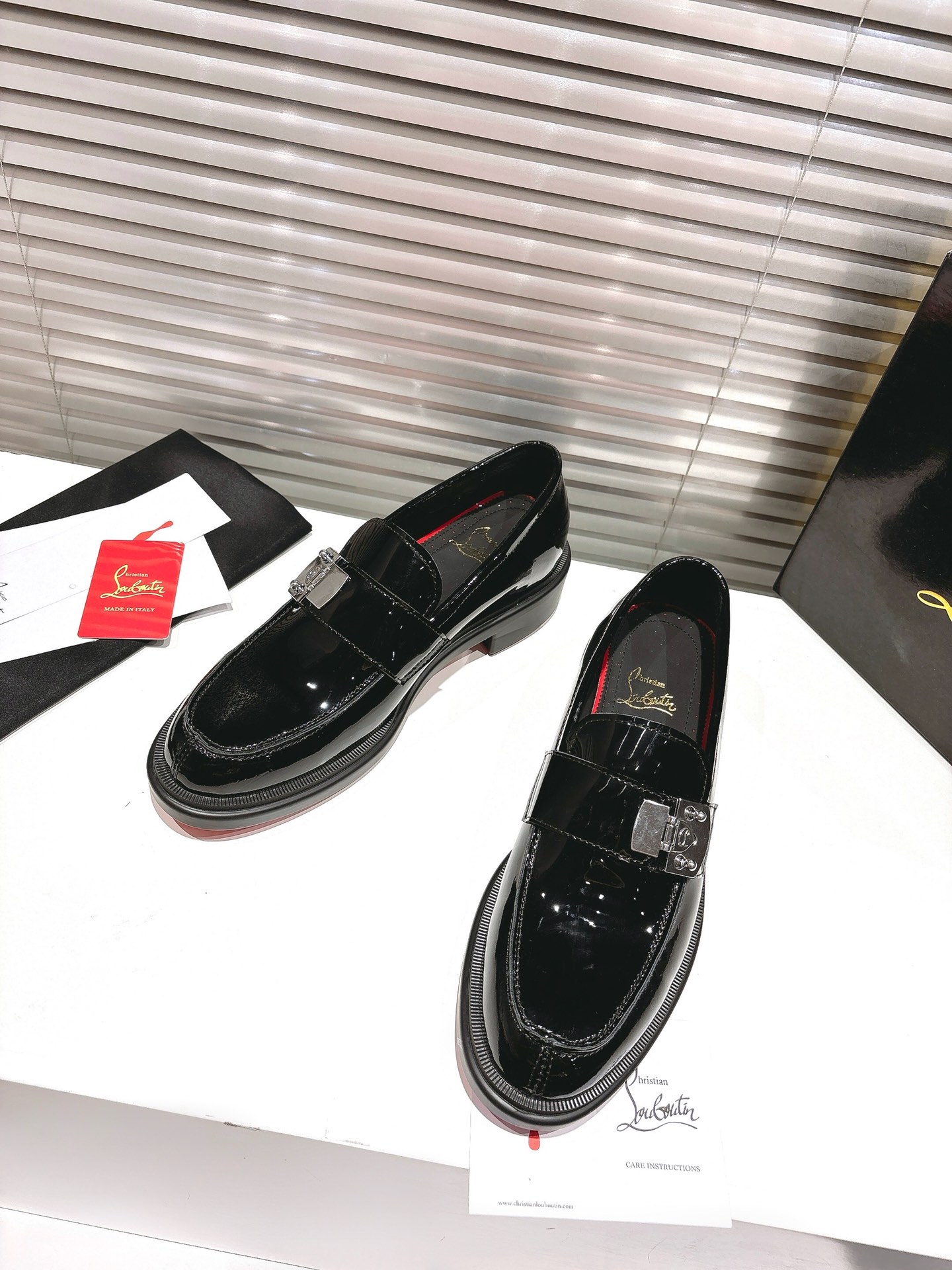 Christian Louboutin Black Buckle Loafers
