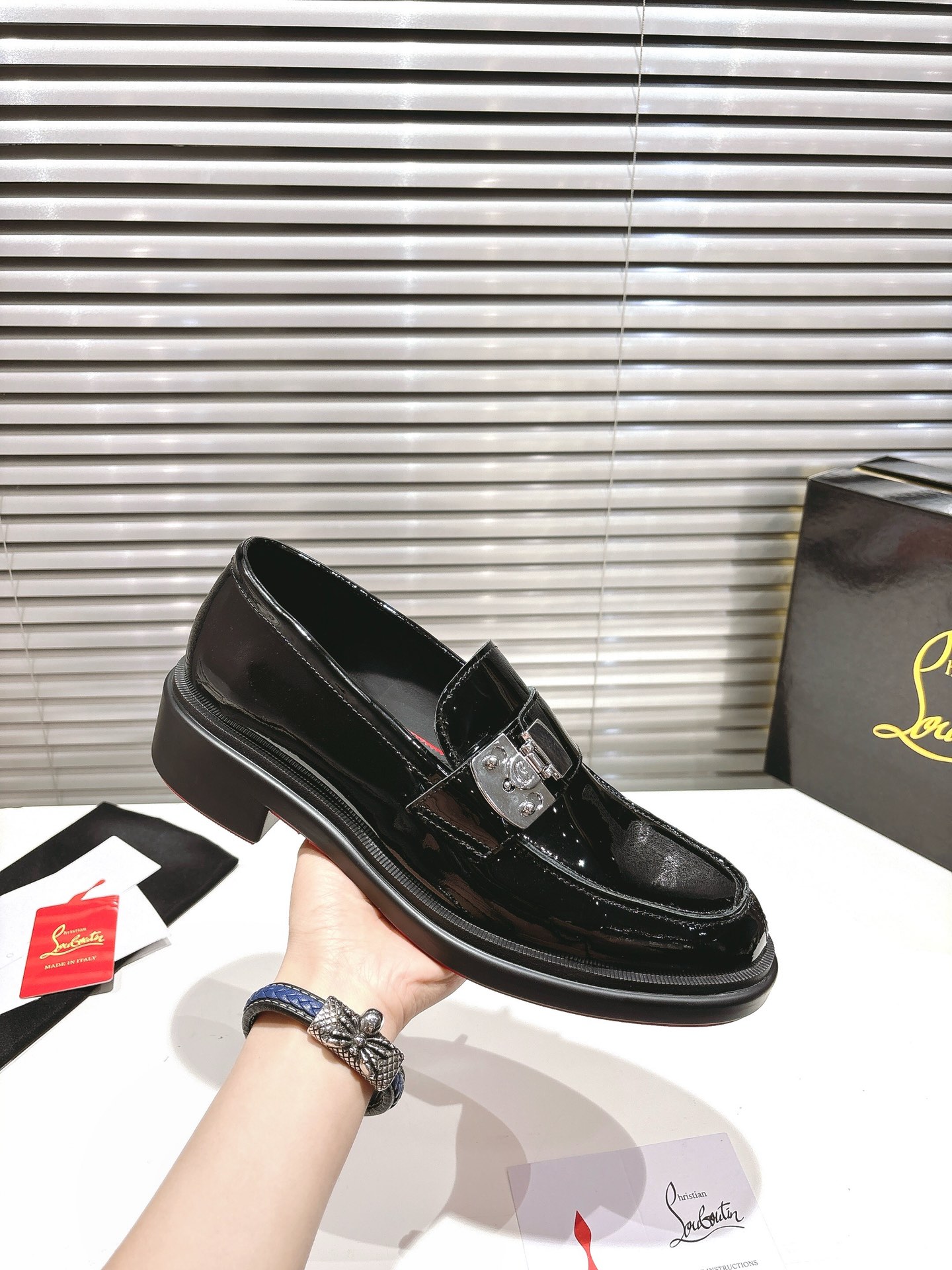 Christian Louboutin Black Buckle Loafers