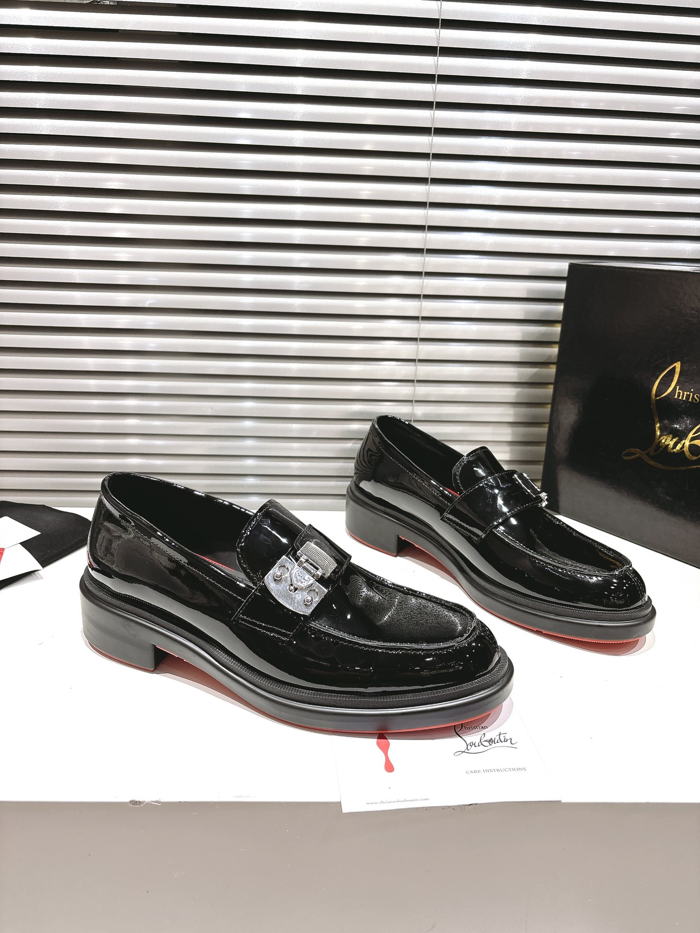 Christian Louboutin Black Buckle Loafers
