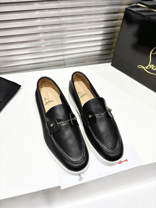 Christian Louboutin Black Leather Beaded Loafers - Stylish Comfort Shoes 1 Christian Louboutin Black Leather Beaded Loafers - Stylish Comfort Shoes