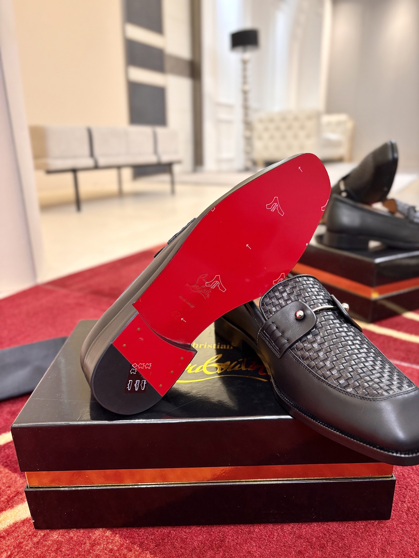 Christian Louboutin Black Woven Loafers