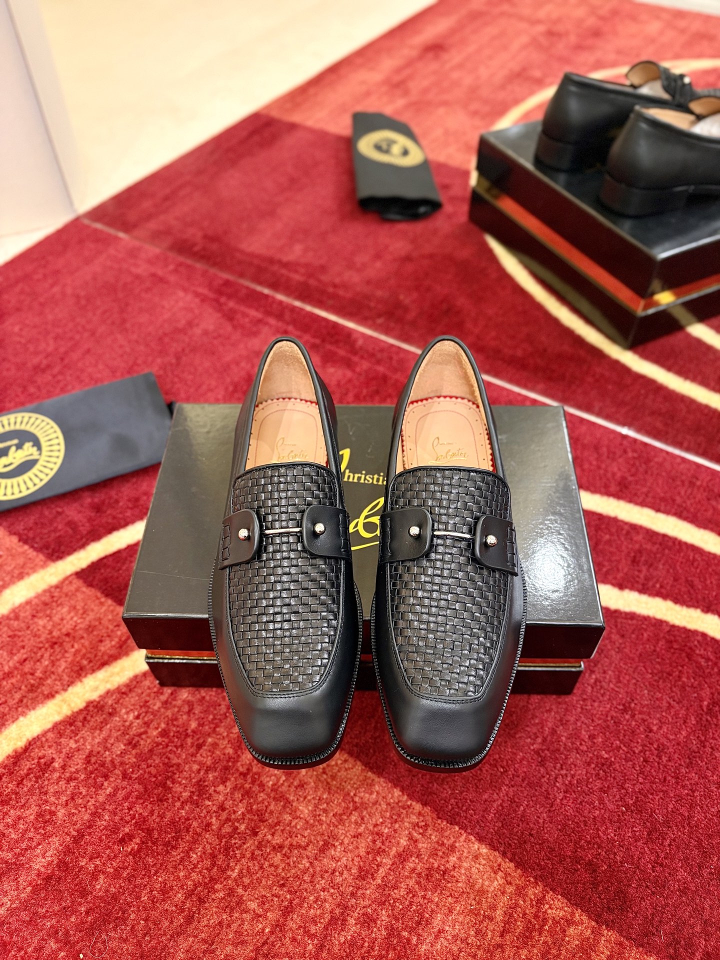 Christian Louboutin Black Woven Loafers