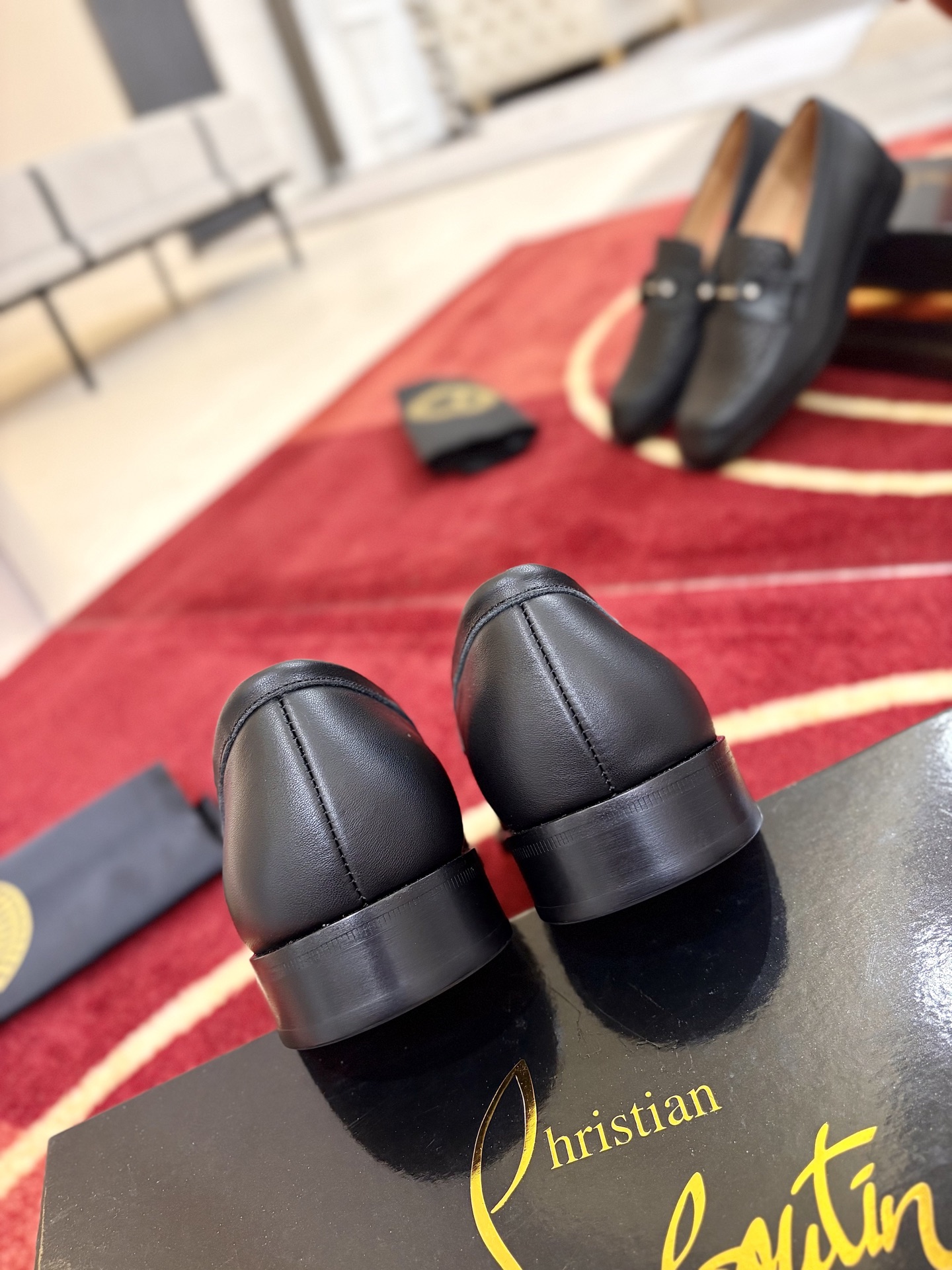 Christian Louboutin Black Woven Loafers