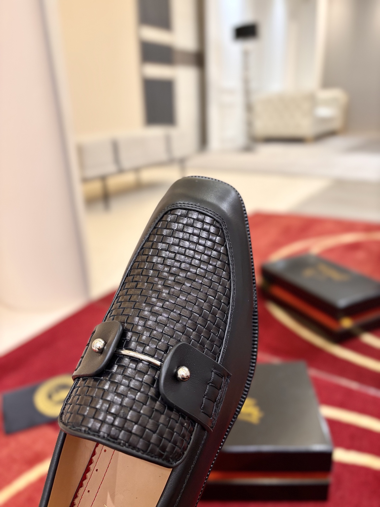 Christian Louboutin Black Woven Loafers