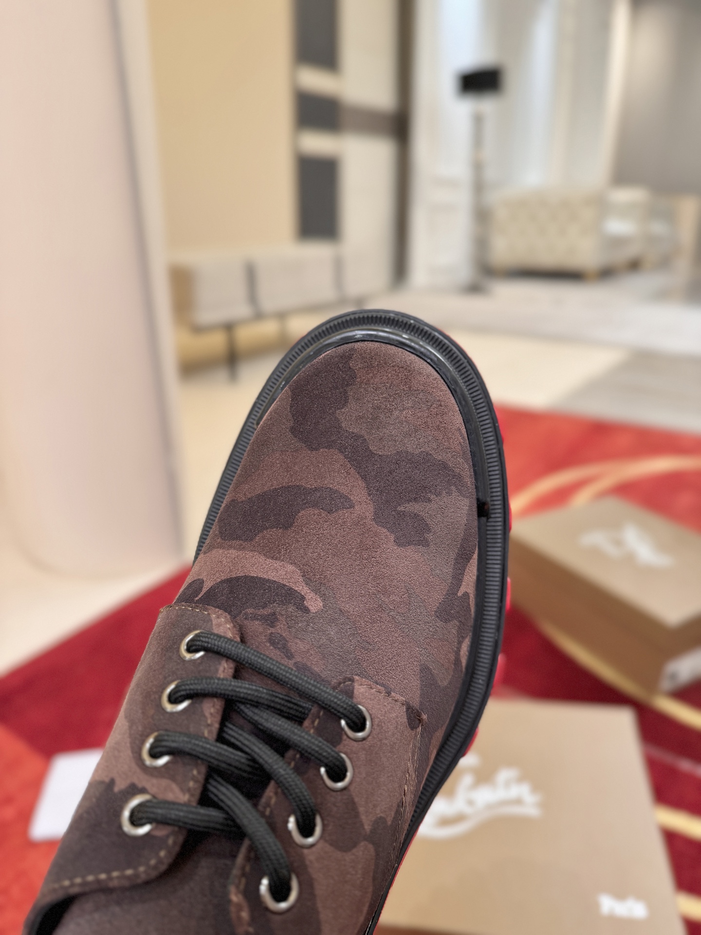 Brown Camo Lug-Sole Derby Shoes