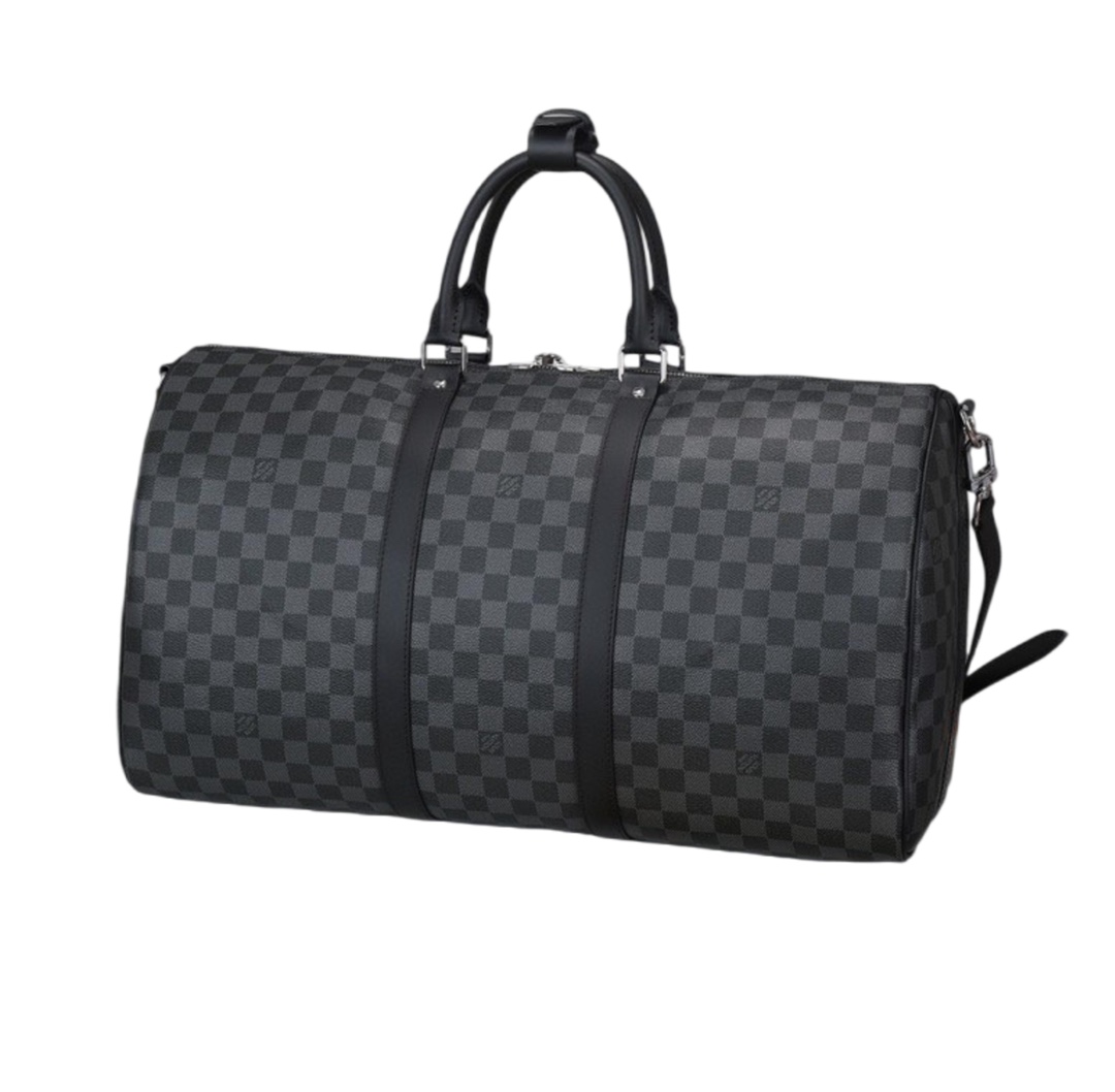 图片[3]-零售💰380 LOUIS VUITTON 路易威登nKeepall 棋盘格旅行包n采用damier graphite帆布制成 大小为手提行李尺寸 特有浑圆的皮革手柄和可调整 可脱卸的肩带 肩带上的垫肩使携带更加舒适 特殊涂层帆布 天然牛皮饰边 棉纺织衬里 大容量设计 随身上机行李尺寸 可拆卸皮革铭牌 银色金属饰件n尺寸：45*20*27cm 编码：by3936080-运动鞋