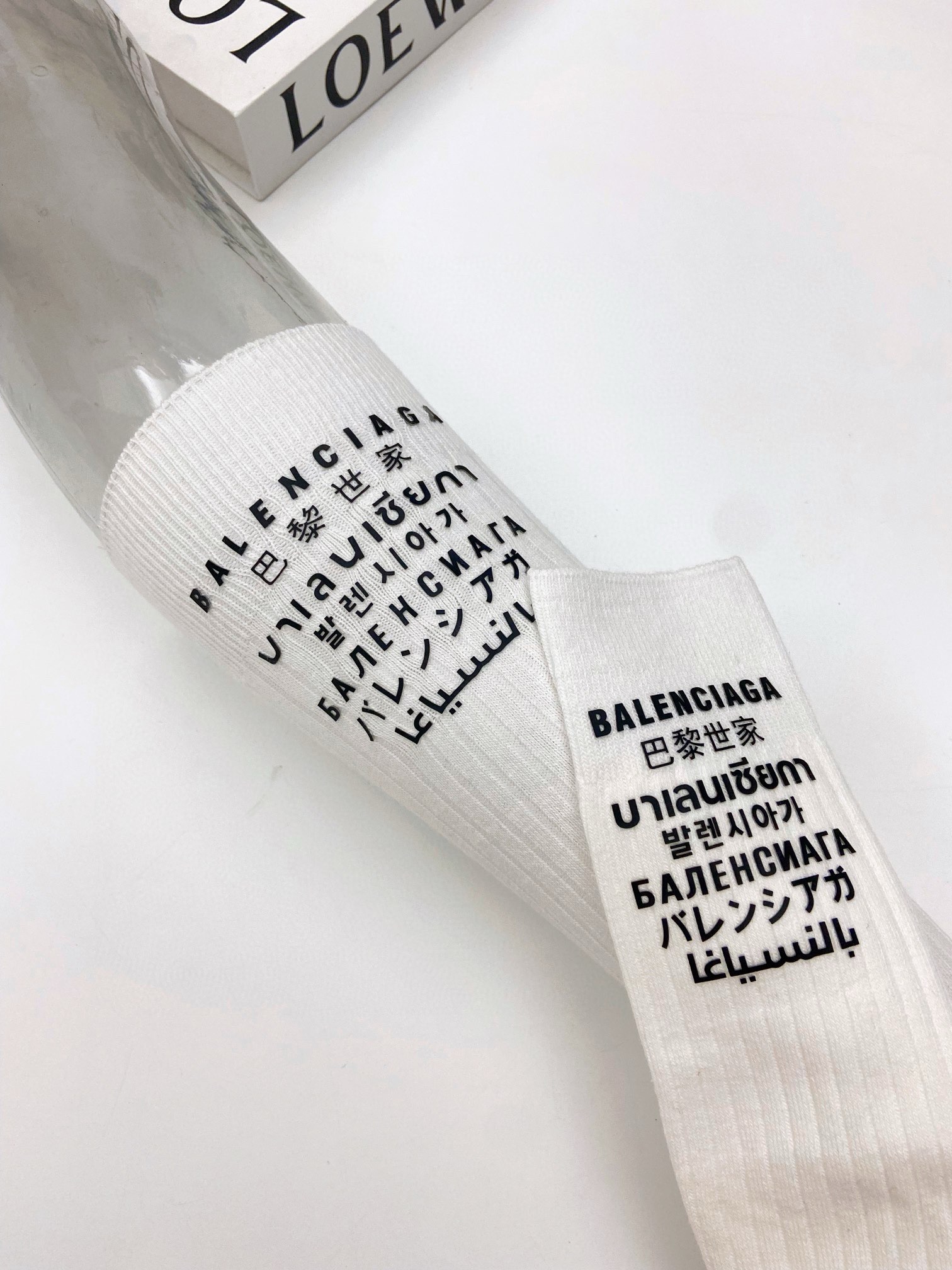 配包装一盒一双balenciaga巴黎世家立体硅胶经典字母长筒袜小腿袜双针针织材质超完美结合款式经典专柜