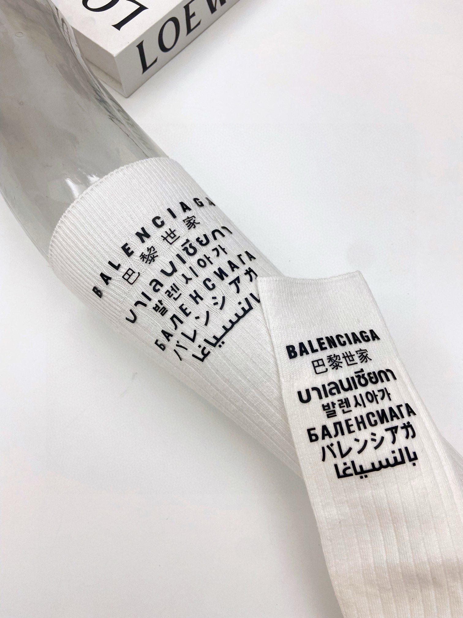 配包装一盒一双balenciaga巴黎世家立体硅胶经典字母长筒袜小腿袜双针针织材质超完美结合款式经典专柜