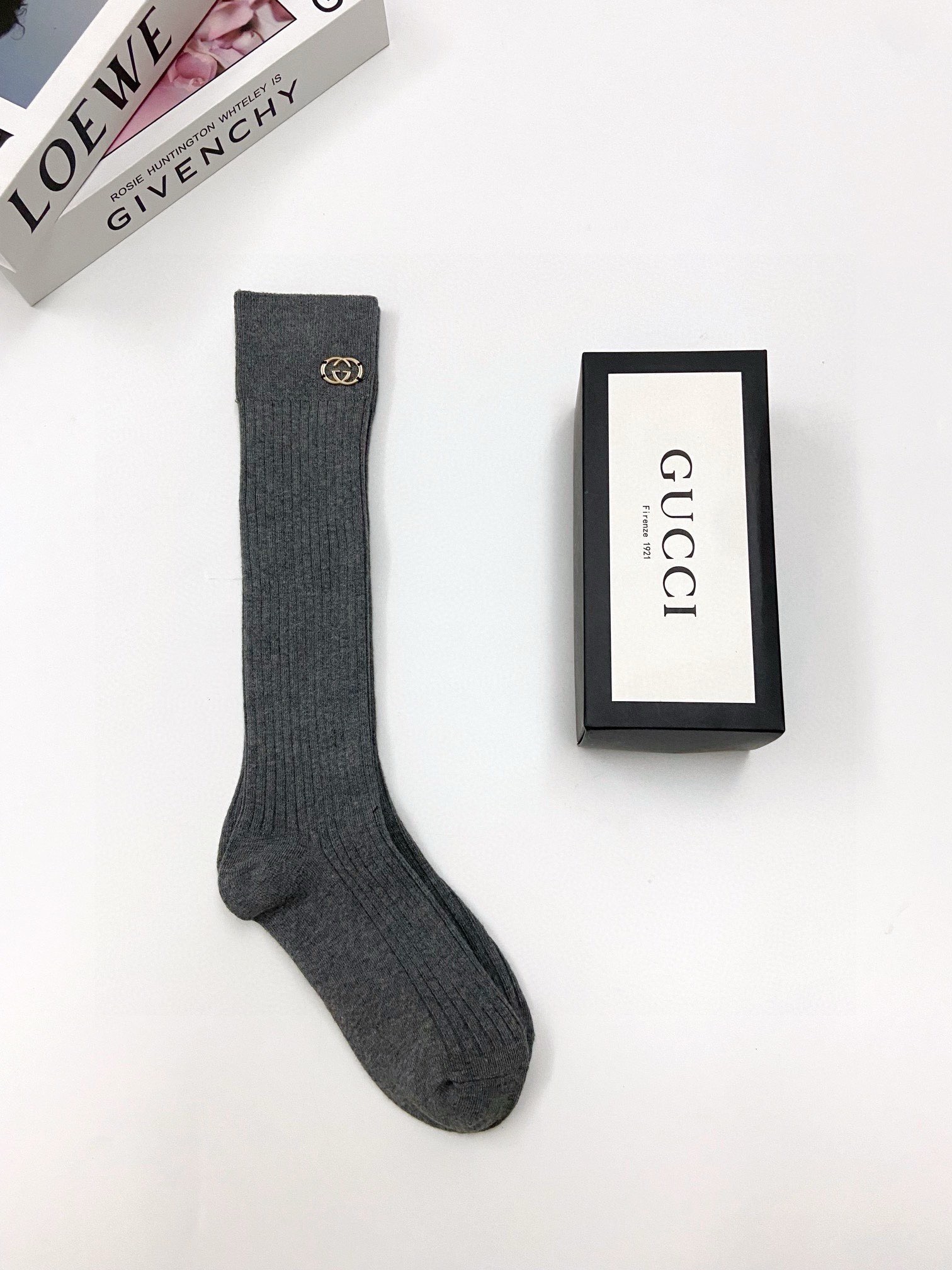 配包装🌟【一盒一双】🌟Gucci 古琦 经典字母logo纯棉长筒袜 小腿袜🌟重工装饰个性时尚🌟ins爆款