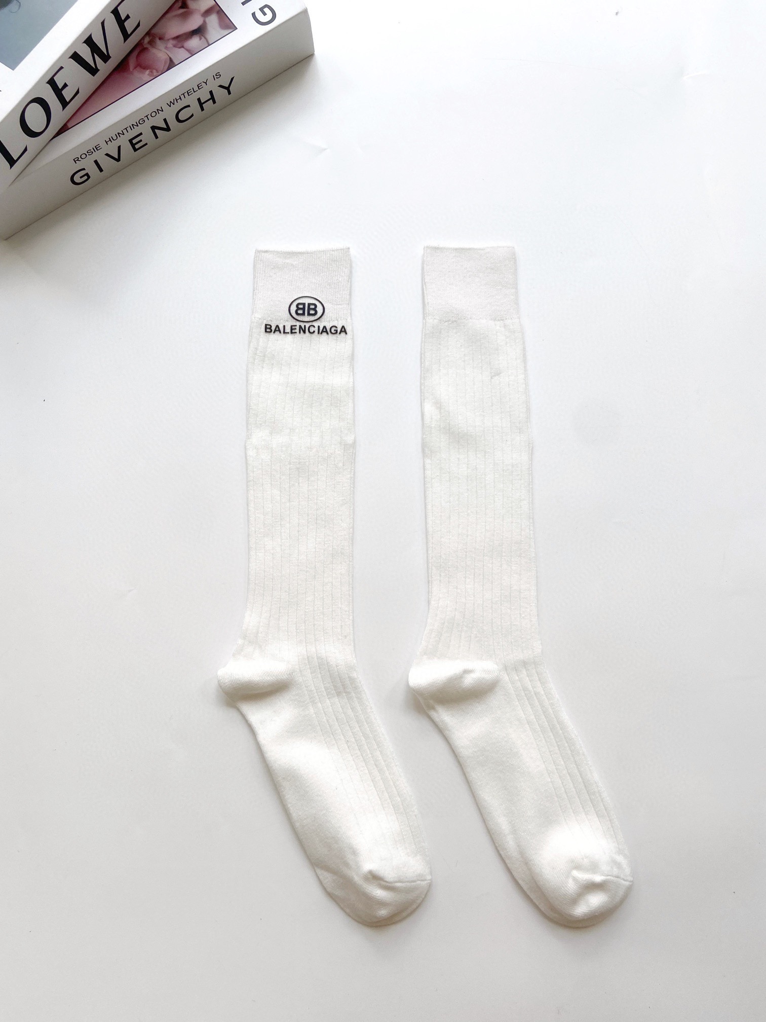 配包装🌟【一盒一双】🌟巴黎世家 balenciaga 经典字母logo纯棉长筒袜 小腿袜🌟重工装饰个性时