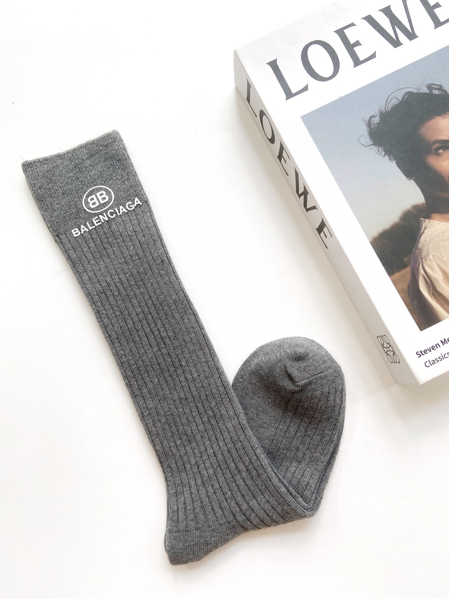 配包装🌟【一盒一双】🌟巴黎世家 balenciaga 经典字母logo纯棉长筒袜 小腿袜🌟重工装饰个性时