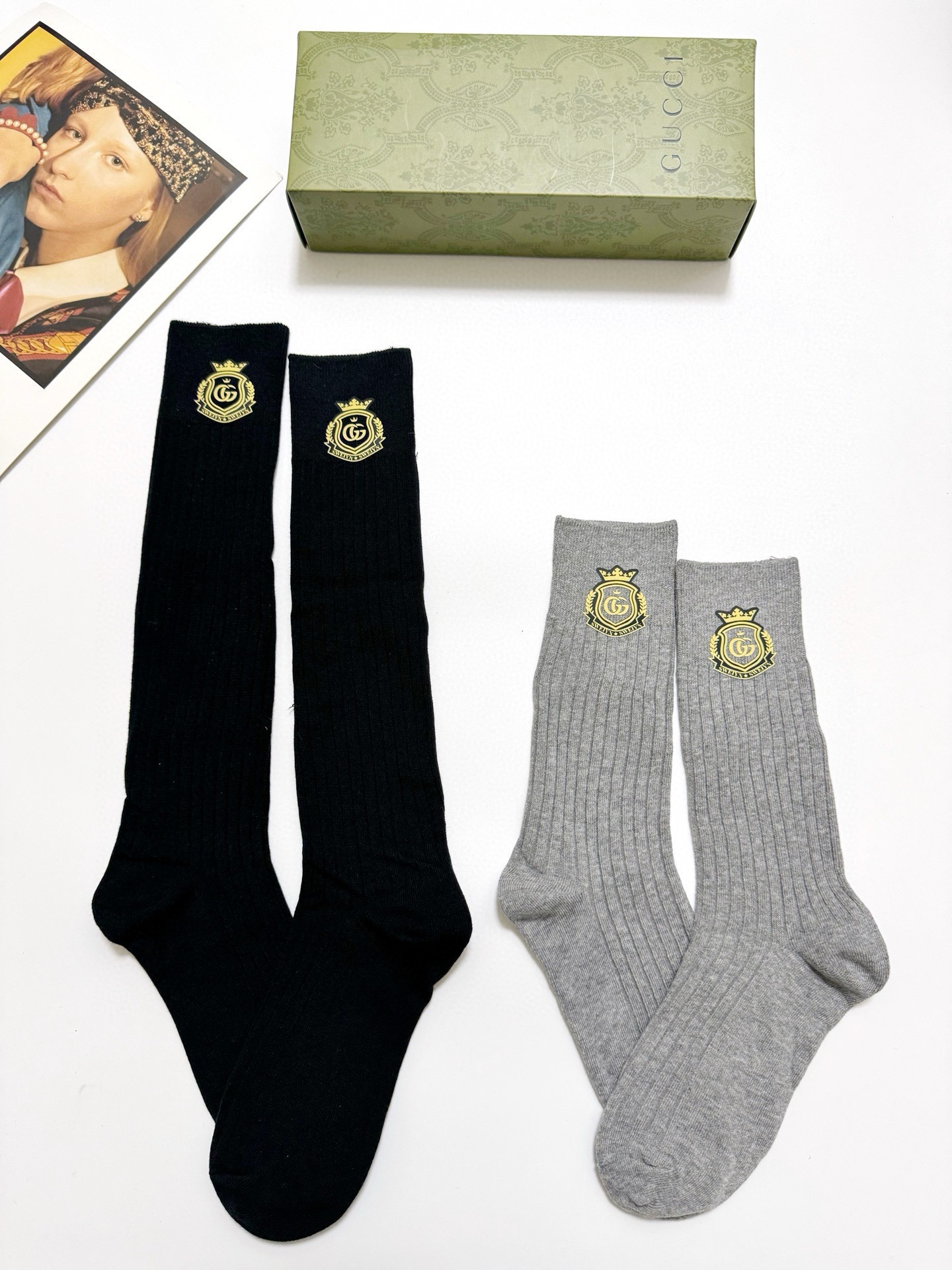 配包装🌟【一盒2 双】🌟Gucci 古琦 🌟超级爆款！网红小腿袜，中筒袜+长筒袜，经典爆款组合❗原单品质