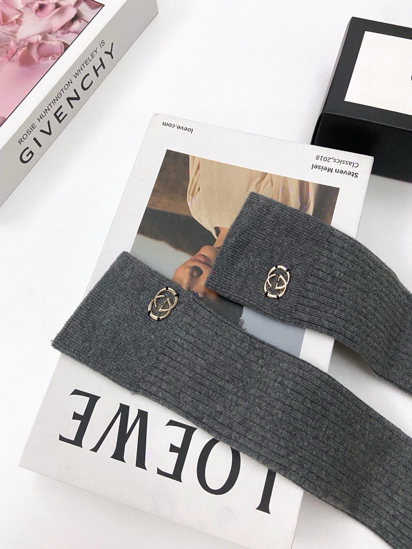配包装🌟【一盒一双】🌟Gucci 古琦 经典字母logo纯棉长筒袜 小腿袜🌟重工装饰个性时尚🌟ins爆款
