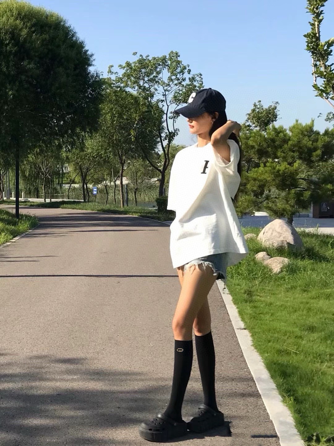 配包装🌟【一盒一双】🌟Gucci 古琦 经典字母logo纯棉长筒袜 小腿袜🌟重工装饰个性时尚🌟ins爆款